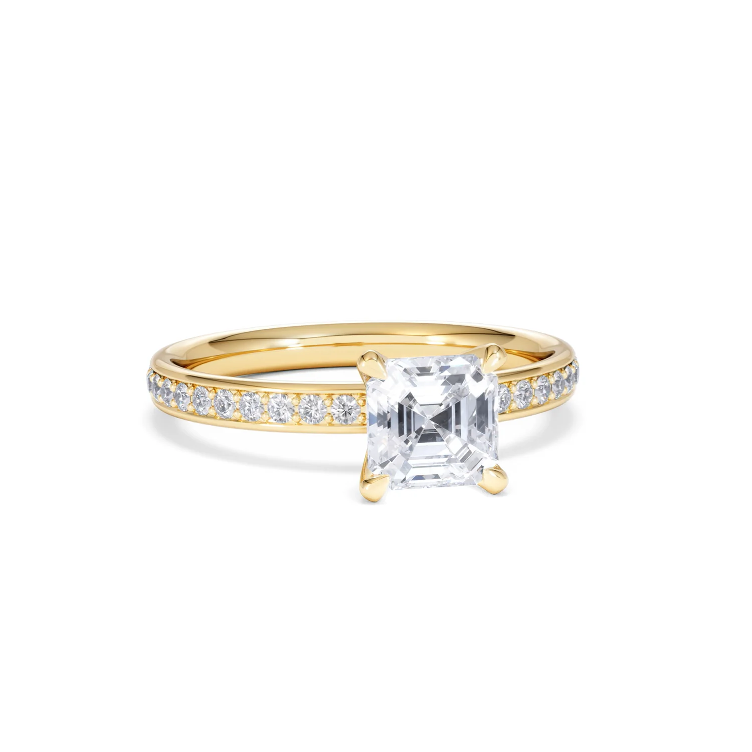 Origin 1.25ct Asscher Cut Lab Diamond Solitaire Engagement Ring with Side Stones in 18K Yellow Gold - Image 10
