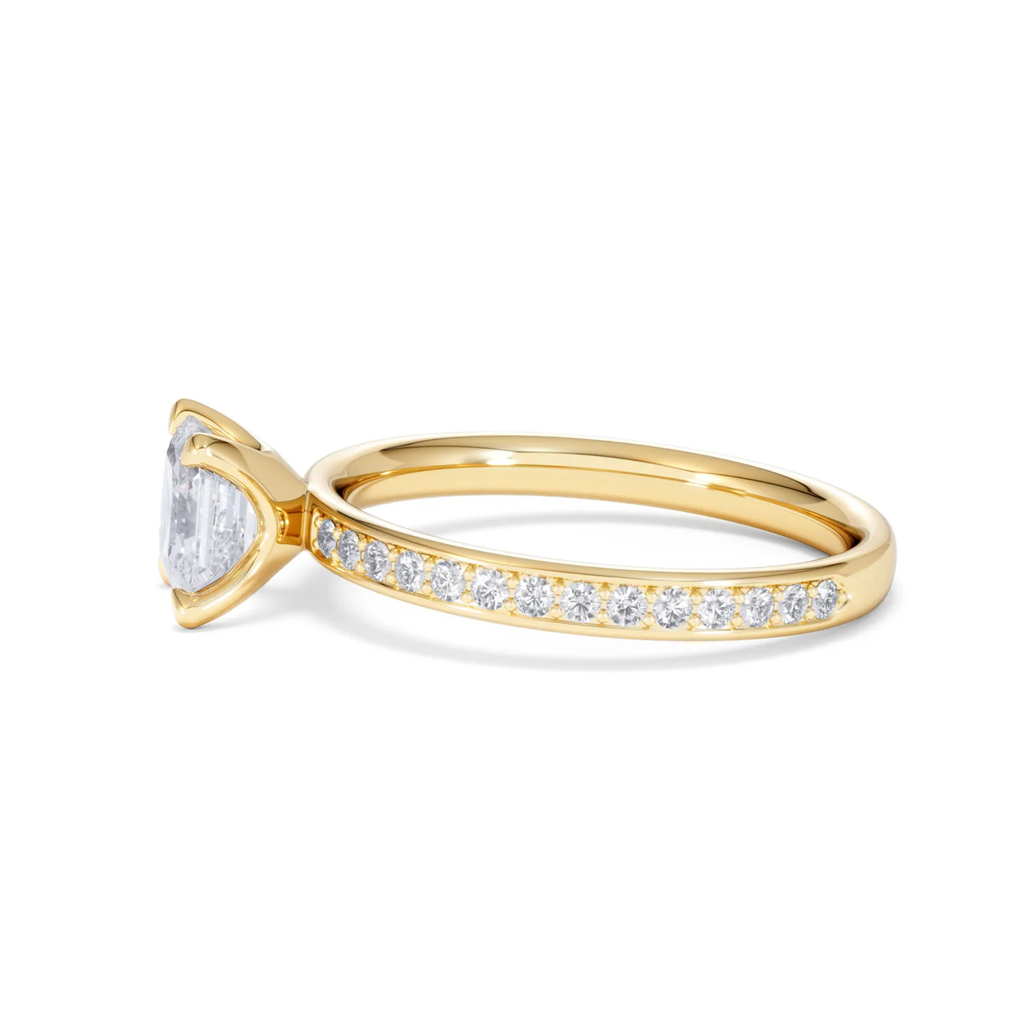Origin 1.25ct Asscher Cut Lab Diamond Solitaire Engagement Ring with Side Stones in 18K Yellow Gold - Image 69