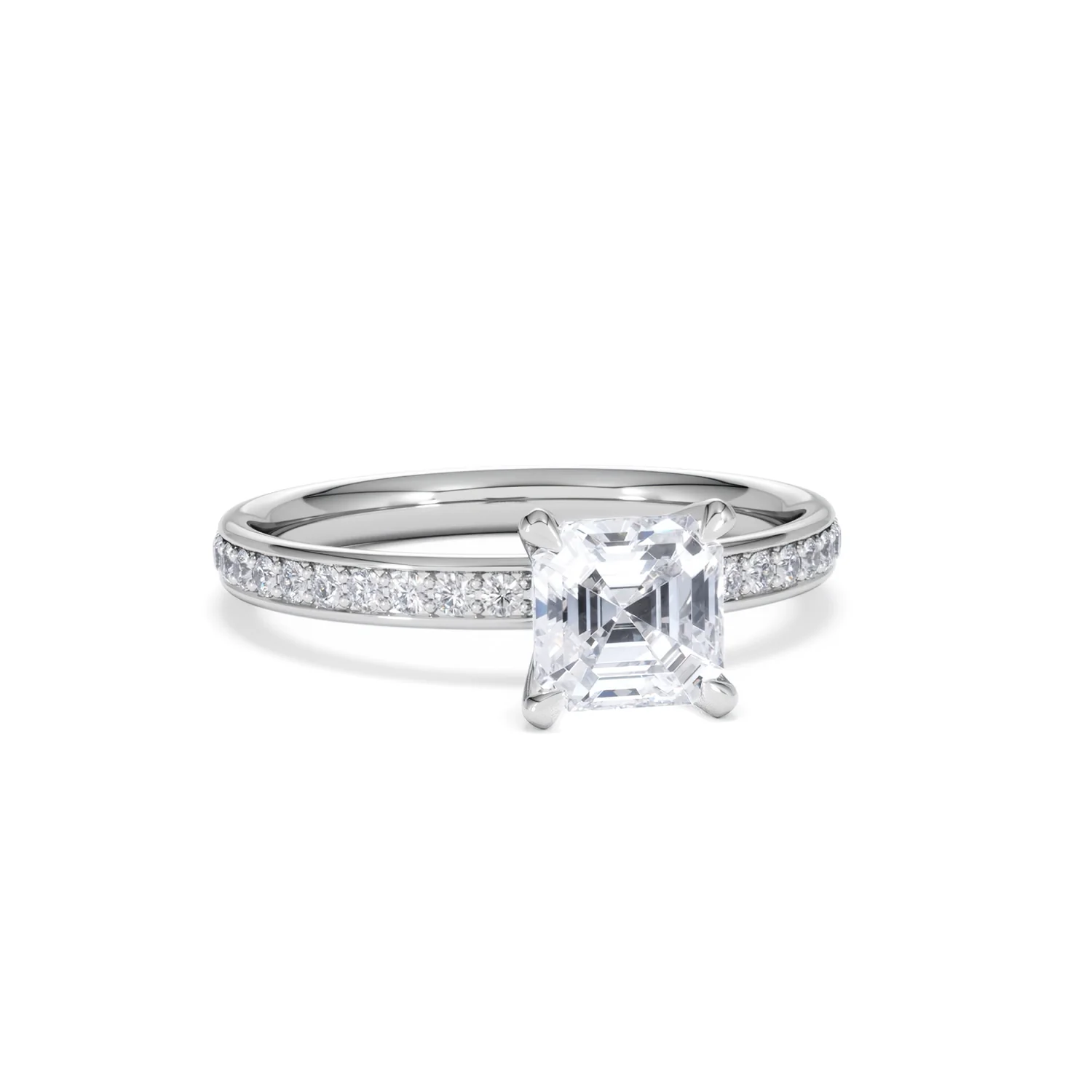 Origin 1.25ct Asscher Cut Lab Diamond Solitaire Engagement Ring with Side Stones in Platinum - Image 10