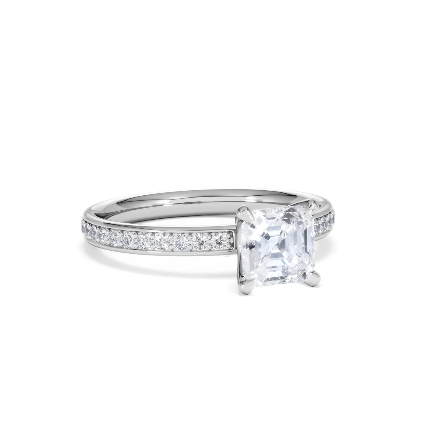 Origin 1.25ct Asscher Cut Lab Diamond Solitaire Engagement Ring with Side Stones in Platinum - Image 12