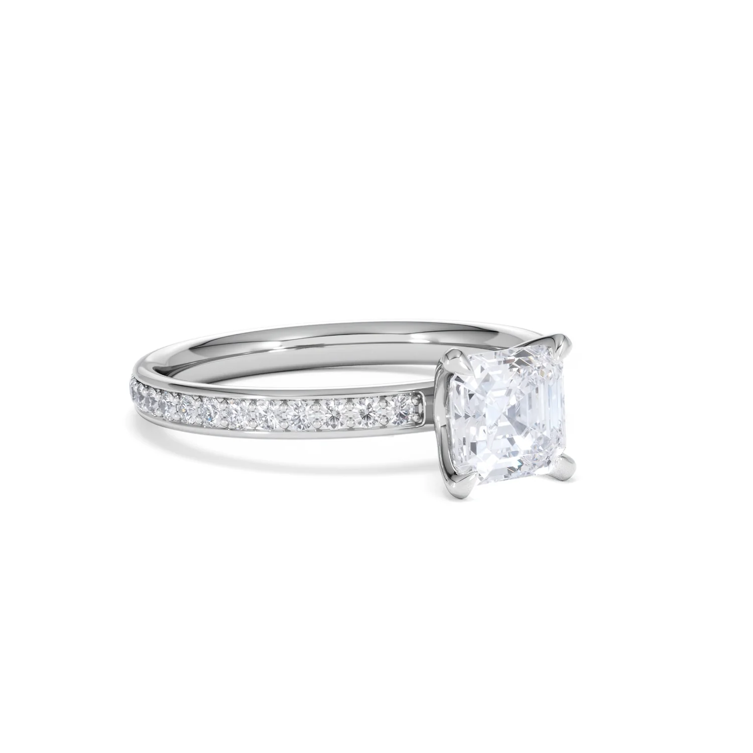 Origin 1.25ct Asscher Cut Lab Diamond Solitaire Engagement Ring with Side Stones in Platinum - Image 14