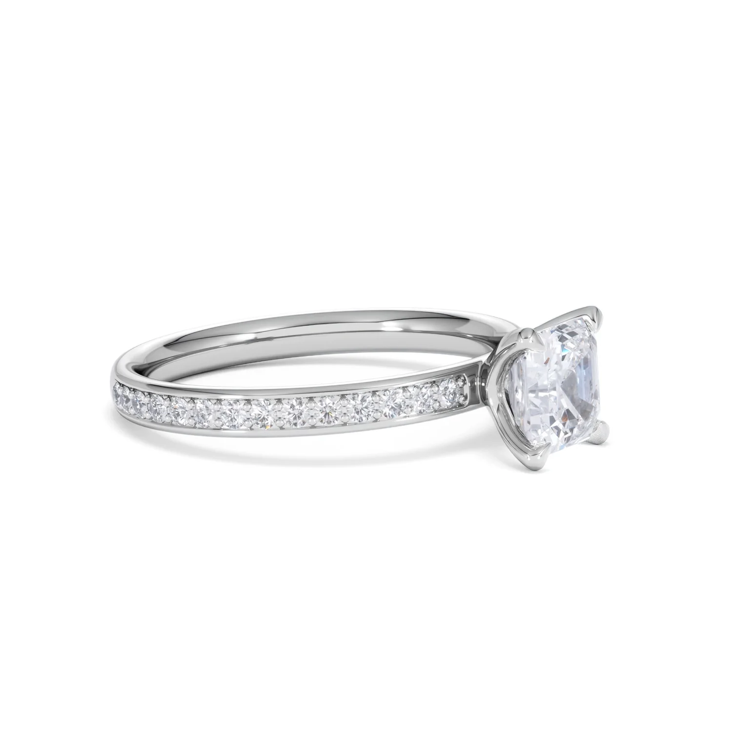 Origin 1.25ct Asscher Cut Lab Diamond Solitaire Engagement Ring with Side Stones in Platinum - Image 19