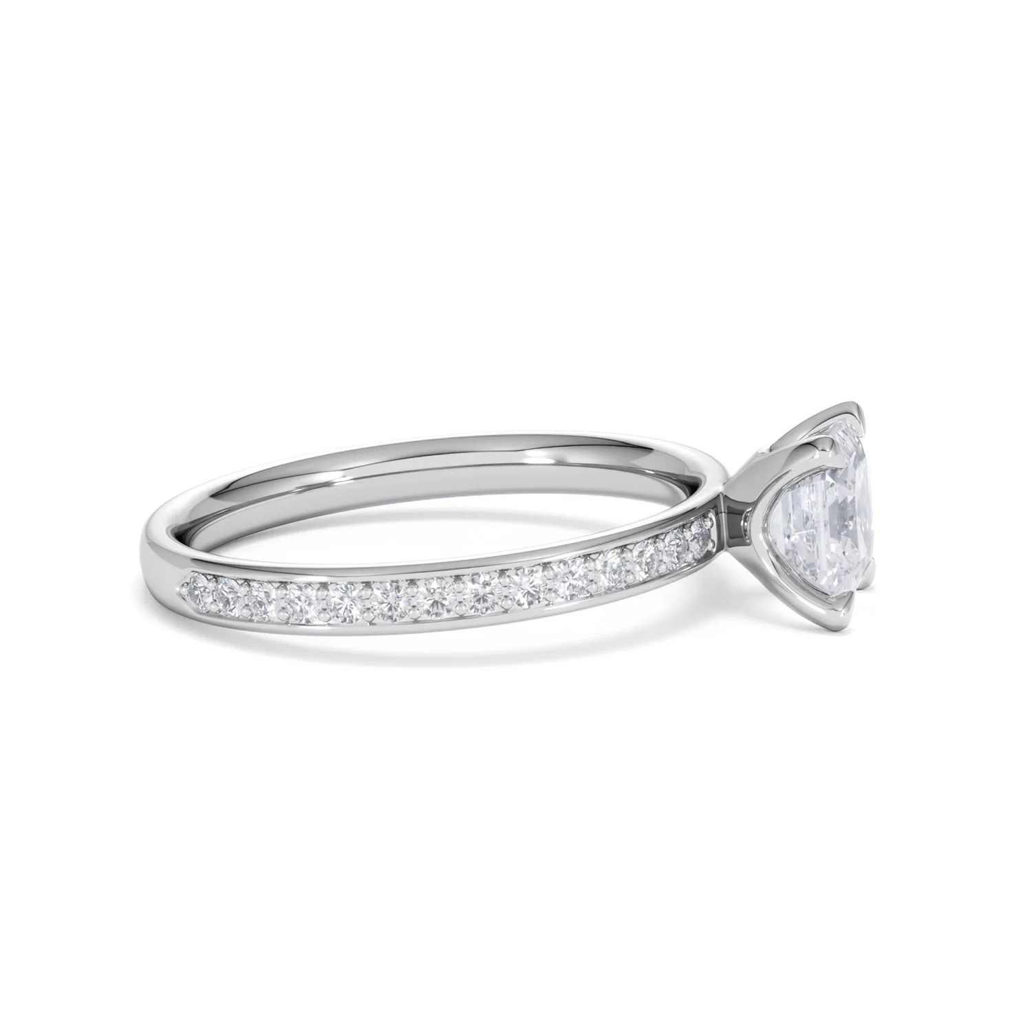 Origin 1.25ct Asscher Cut Lab Diamond Solitaire Engagement Ring with Side Stones in Platinum - Image 24