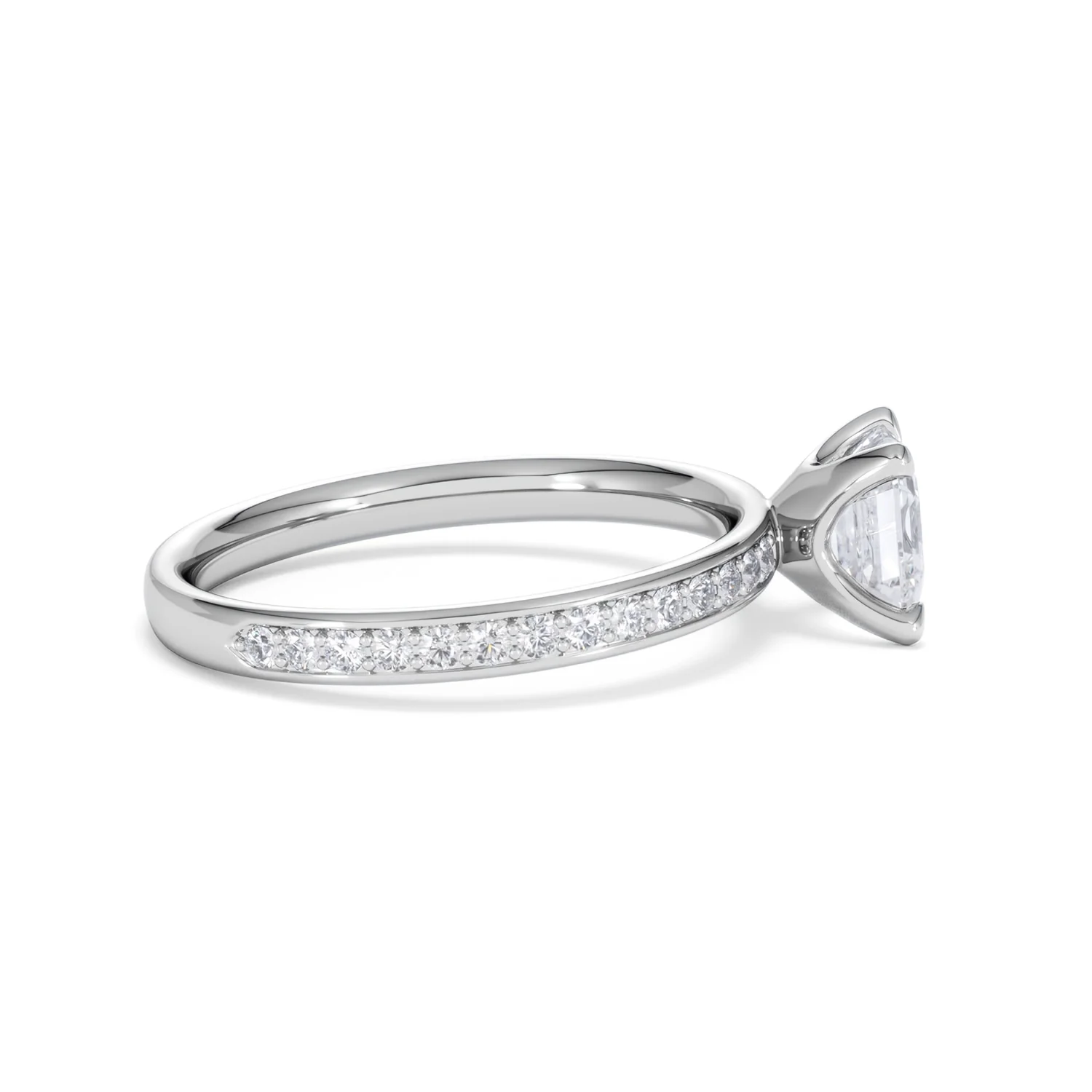 Origin 1.25ct Asscher Cut Lab Diamond Solitaire Engagement Ring with Side Stones in Platinum - Image 27