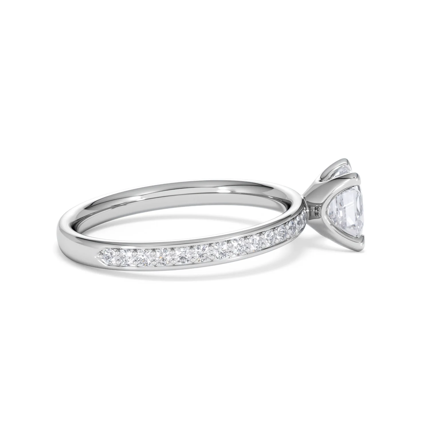 Origin 1.25ct Asscher Cut Lab Diamond Solitaire Engagement Ring with Side Stones in Platinum - Image 28