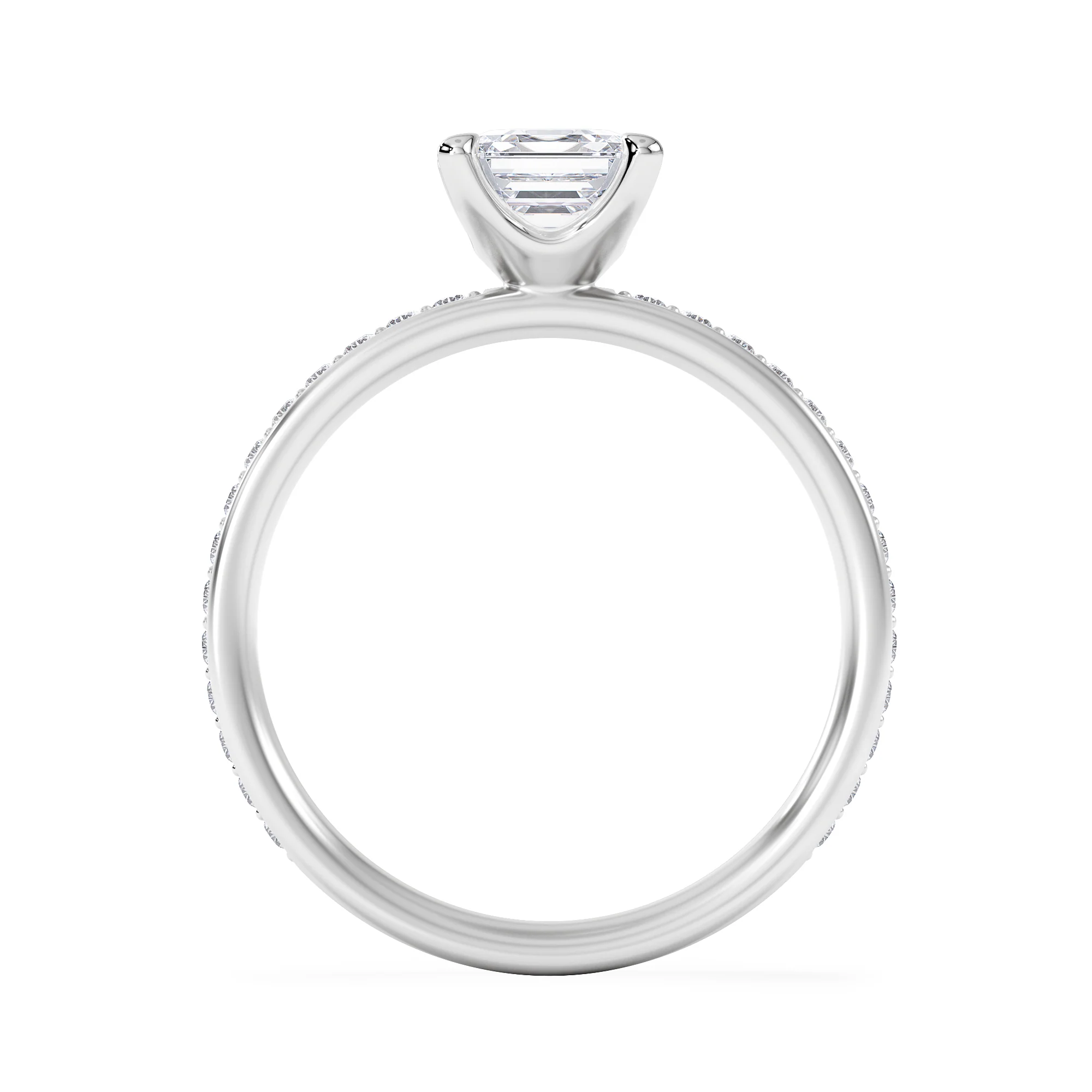Origin 1.25ct Asscher Cut Lab Diamond Solitaire Engagement Ring with Side Stones in Platinum - Image 3