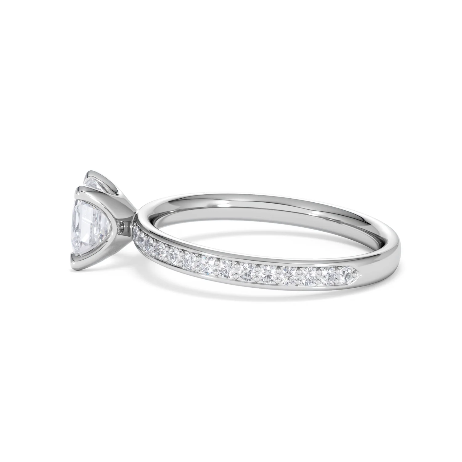 Origin 1.25ct Asscher Cut Lab Diamond Solitaire Engagement Ring with Side Stones in Platinum - Image 66