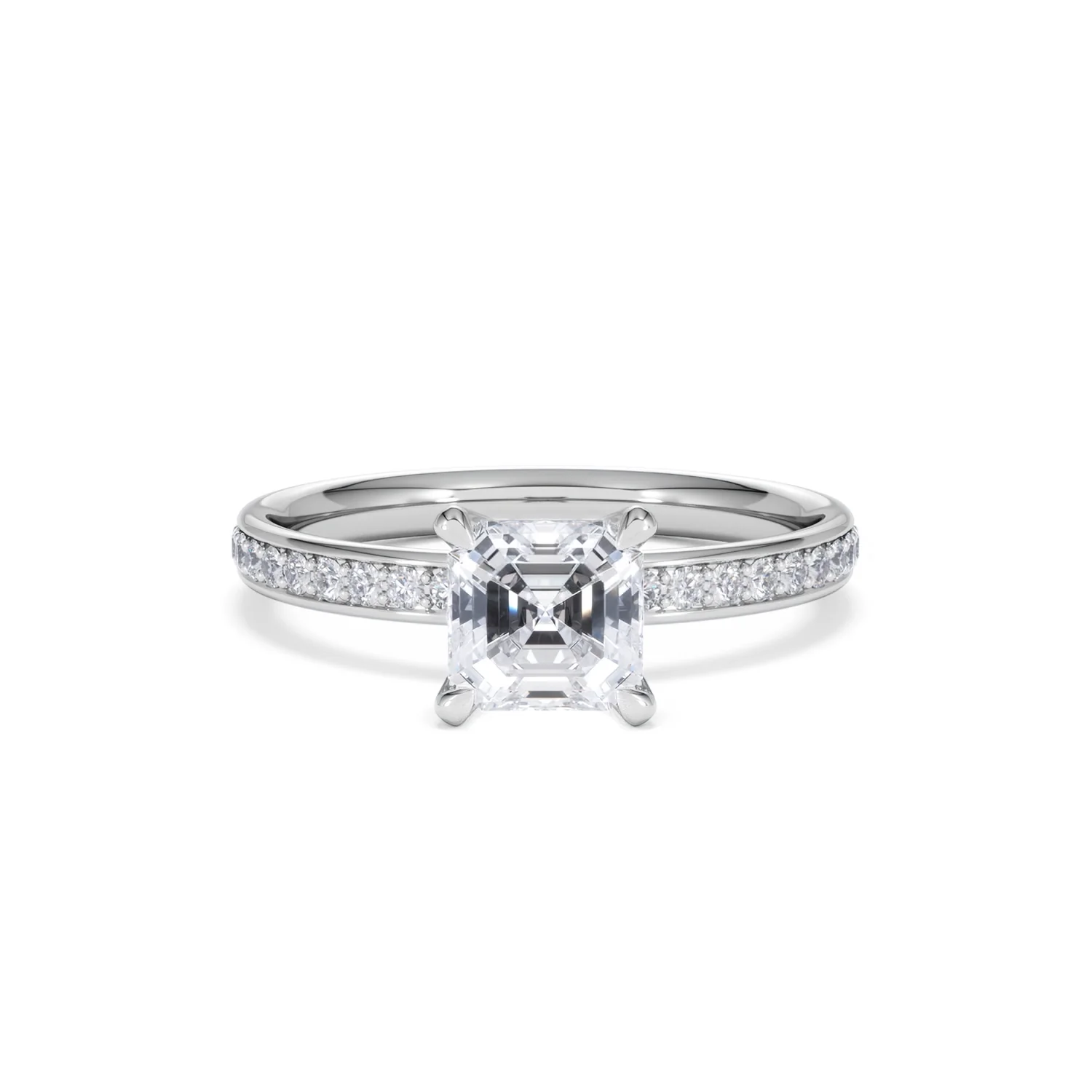 Origin 1.25ct Asscher Cut Lab Diamond Solitaire Engagement Ring with Side Stones in Platinum - Image 7