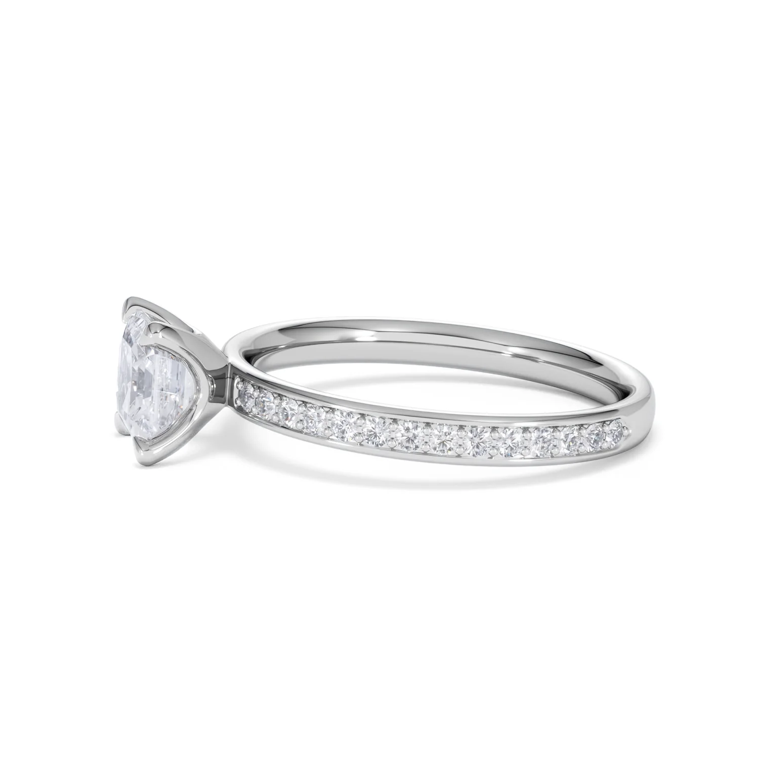 Origin 1.25ct Asscher Cut Lab Diamond Solitaire Engagement Ring with Side Stones in Platinum - Image 70