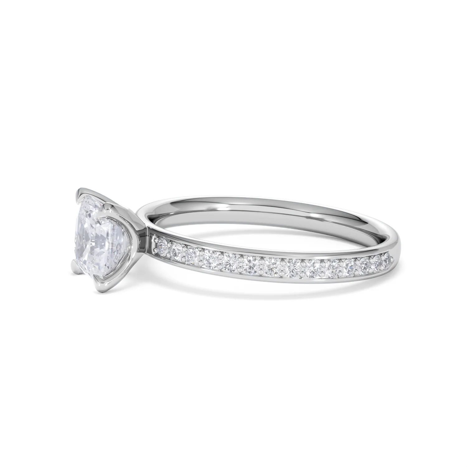 Origin 1.25ct Asscher Cut Lab Diamond Solitaire Engagement Ring with Side Stones in Platinum - Image 72