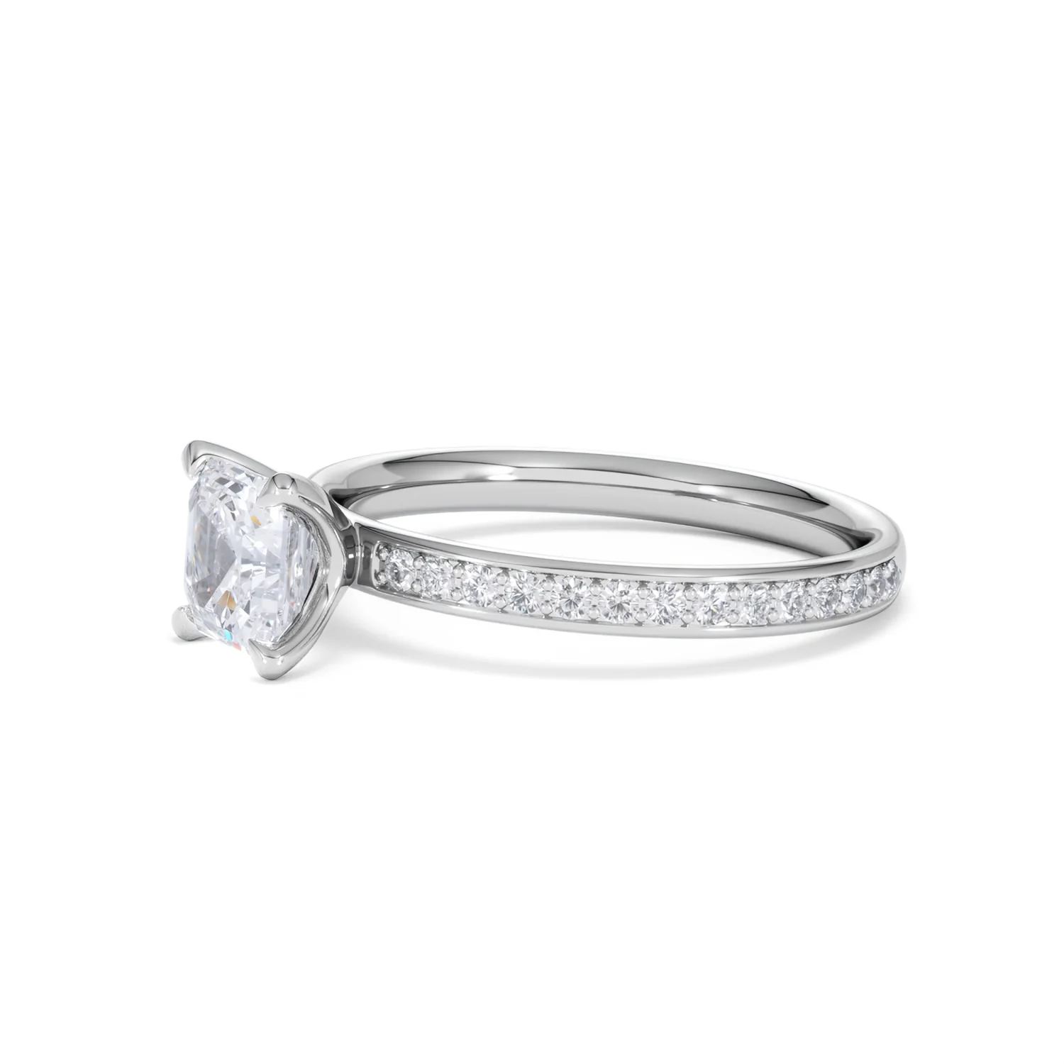 Origin 1.25ct Asscher Cut Lab Diamond Solitaire Engagement Ring with Side Stones in Platinum - Image 74