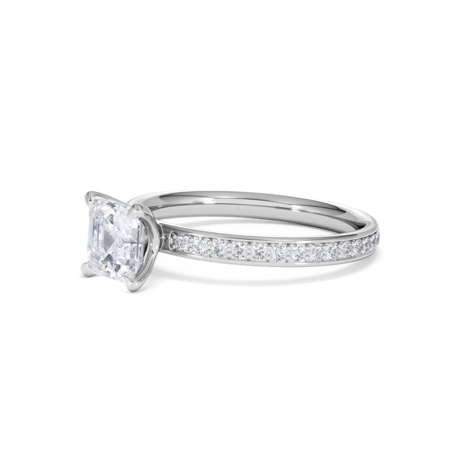 Origin 1.25ct Asscher Cut Lab Diamond Solitaire Engagement Ring with Side Stones in Platinum - Image 76