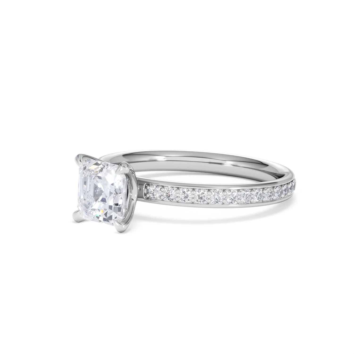 Origin 1.25ct Asscher Cut Lab Diamond Solitaire Engagement Ring with Side Stones in Platinum - Image 78