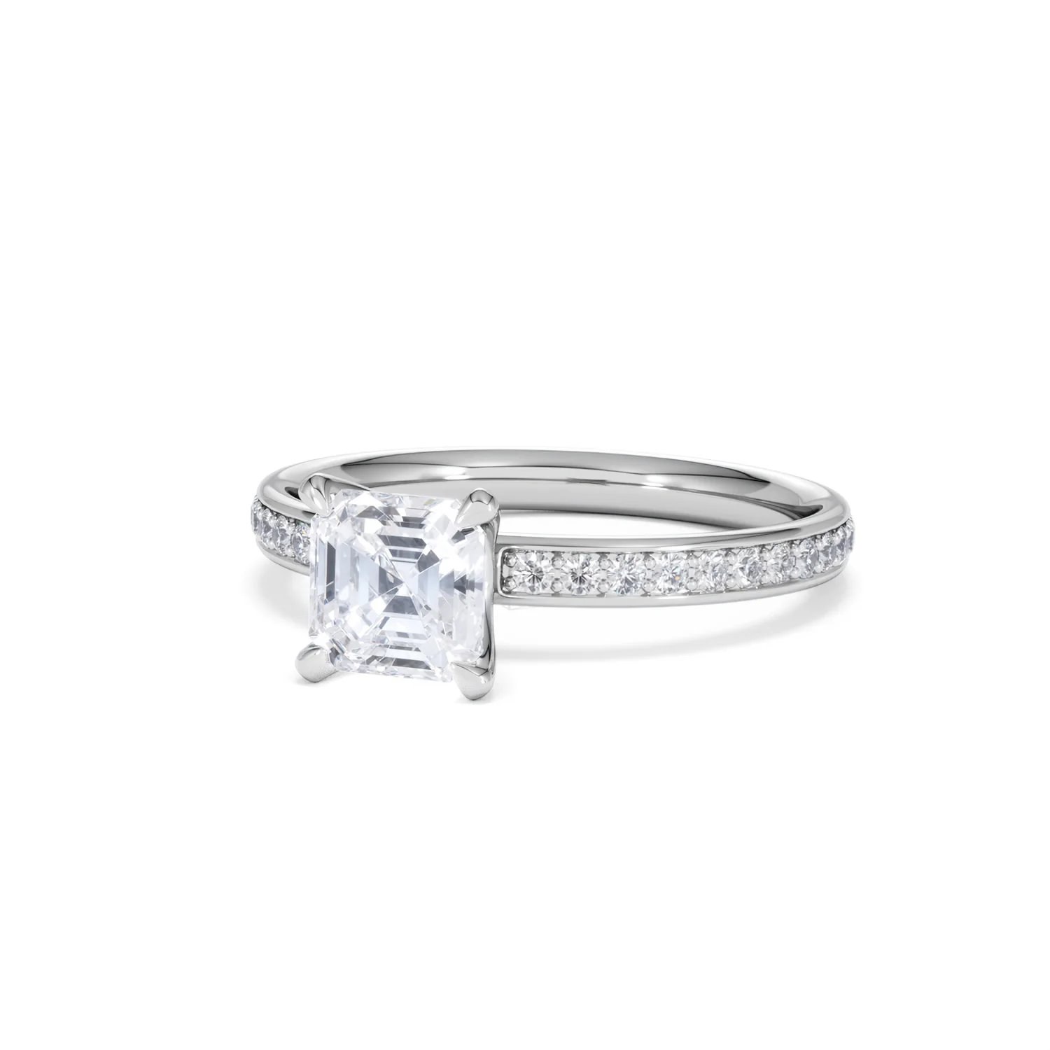 Origin 1.25ct Asscher Cut Lab Diamond Solitaire Engagement Ring with Side Stones in Platinum - Image 82