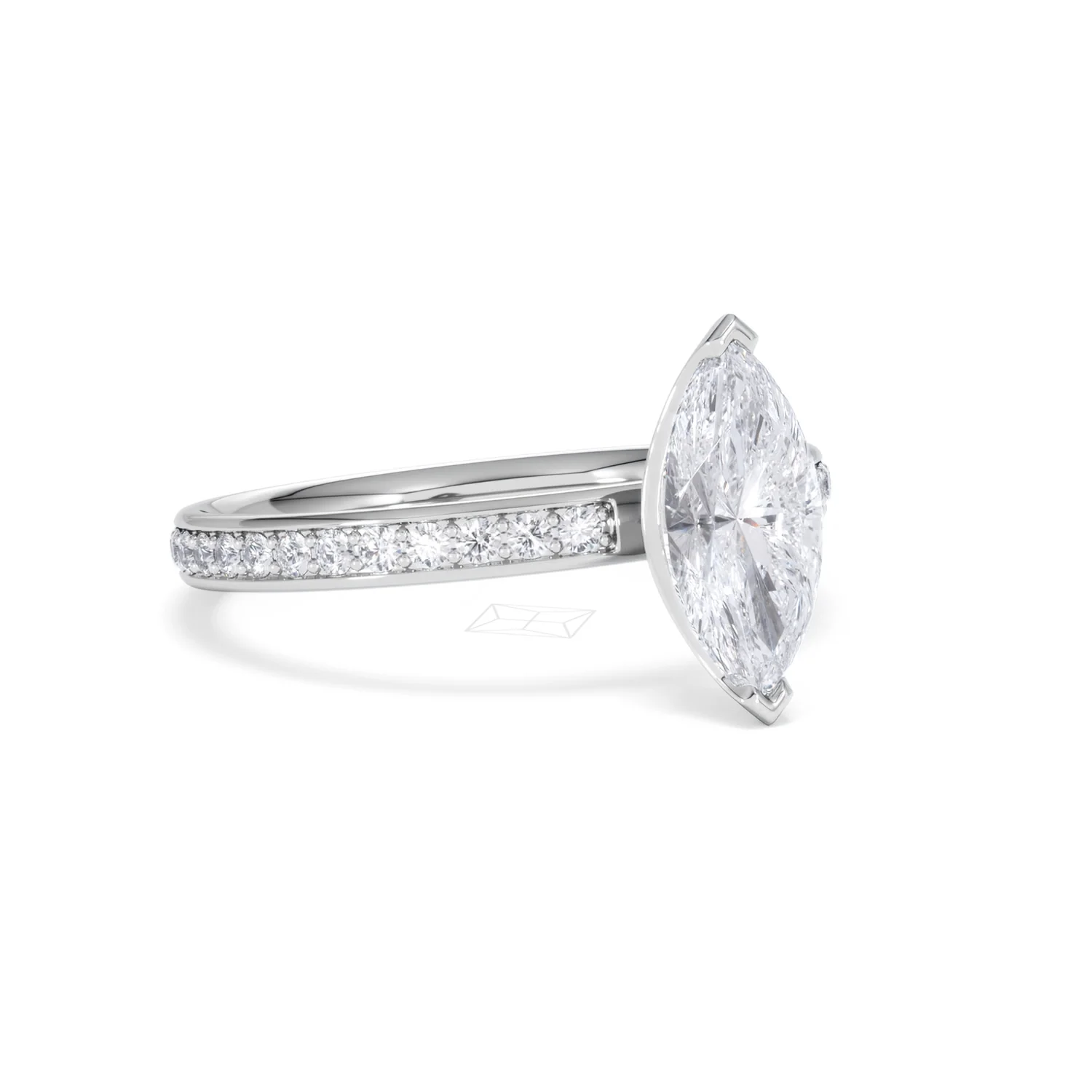 Origin 1.25ct Marquise Cut Lab Diamond Solitaire Engagement Ring with Side Stones in 18K White Gold - Image 14