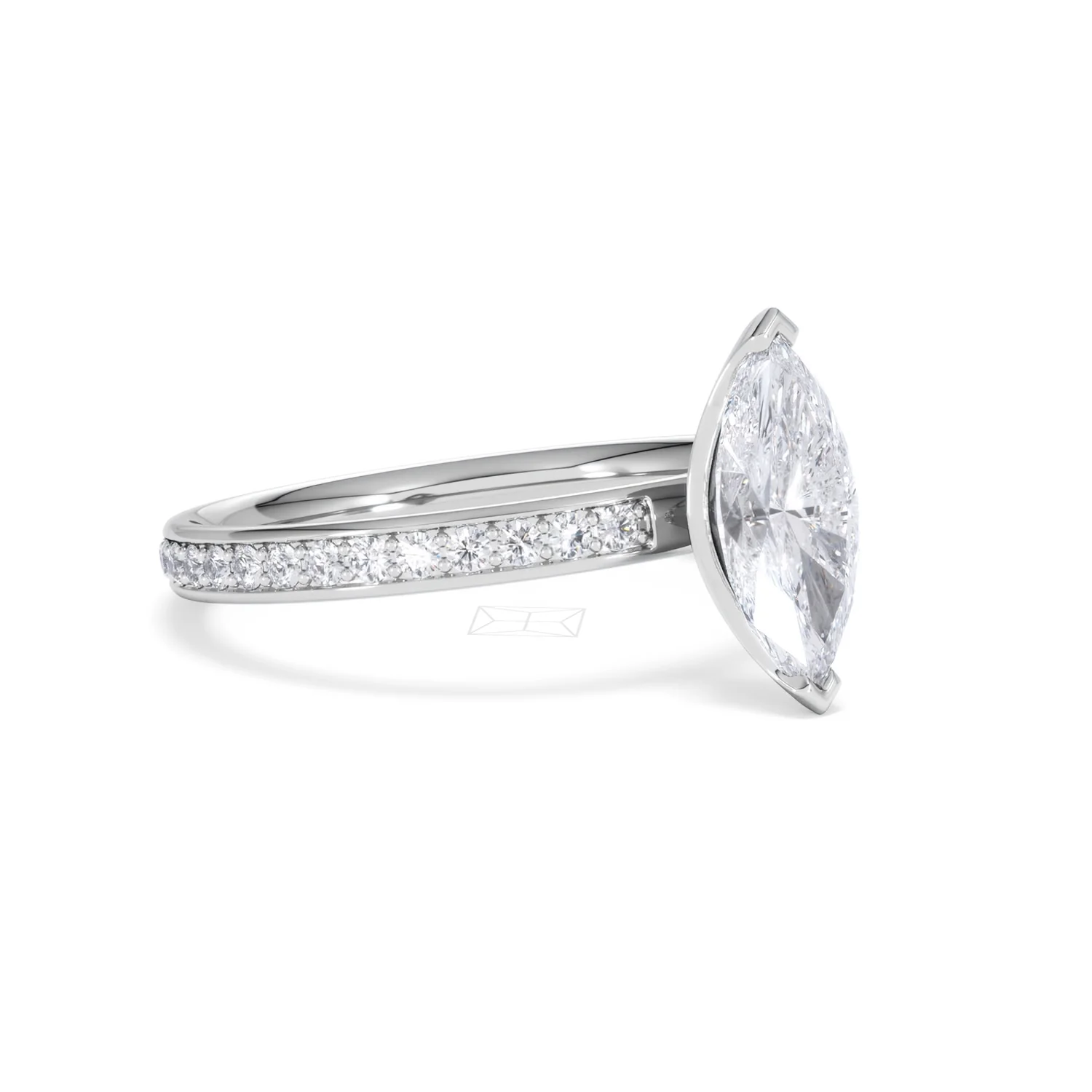 Origin 1.25ct Marquise Cut Lab Diamond Solitaire Engagement Ring with Side Stones in 18K White Gold - Image 16