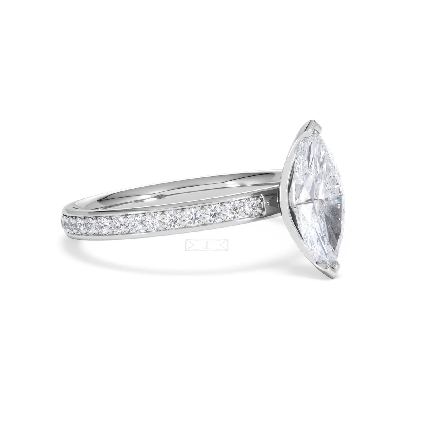 Origin 1.25ct Marquise Cut Lab Diamond Solitaire Engagement Ring with Side Stones in 18K White Gold - Image 17