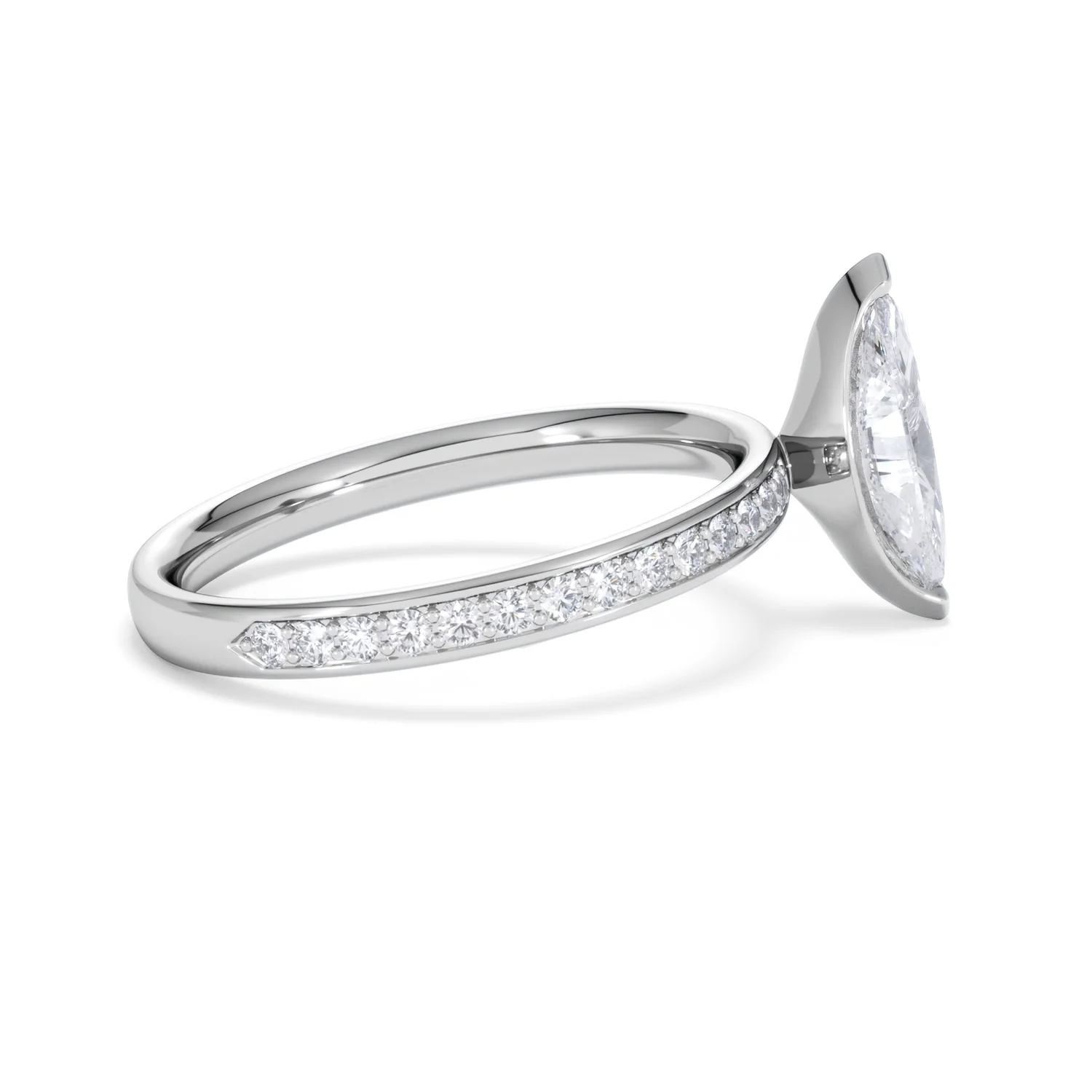 Origin 1.25ct Marquise Cut Lab Diamond Solitaire Engagement Ring with Side Stones in 18K White Gold - Image 28