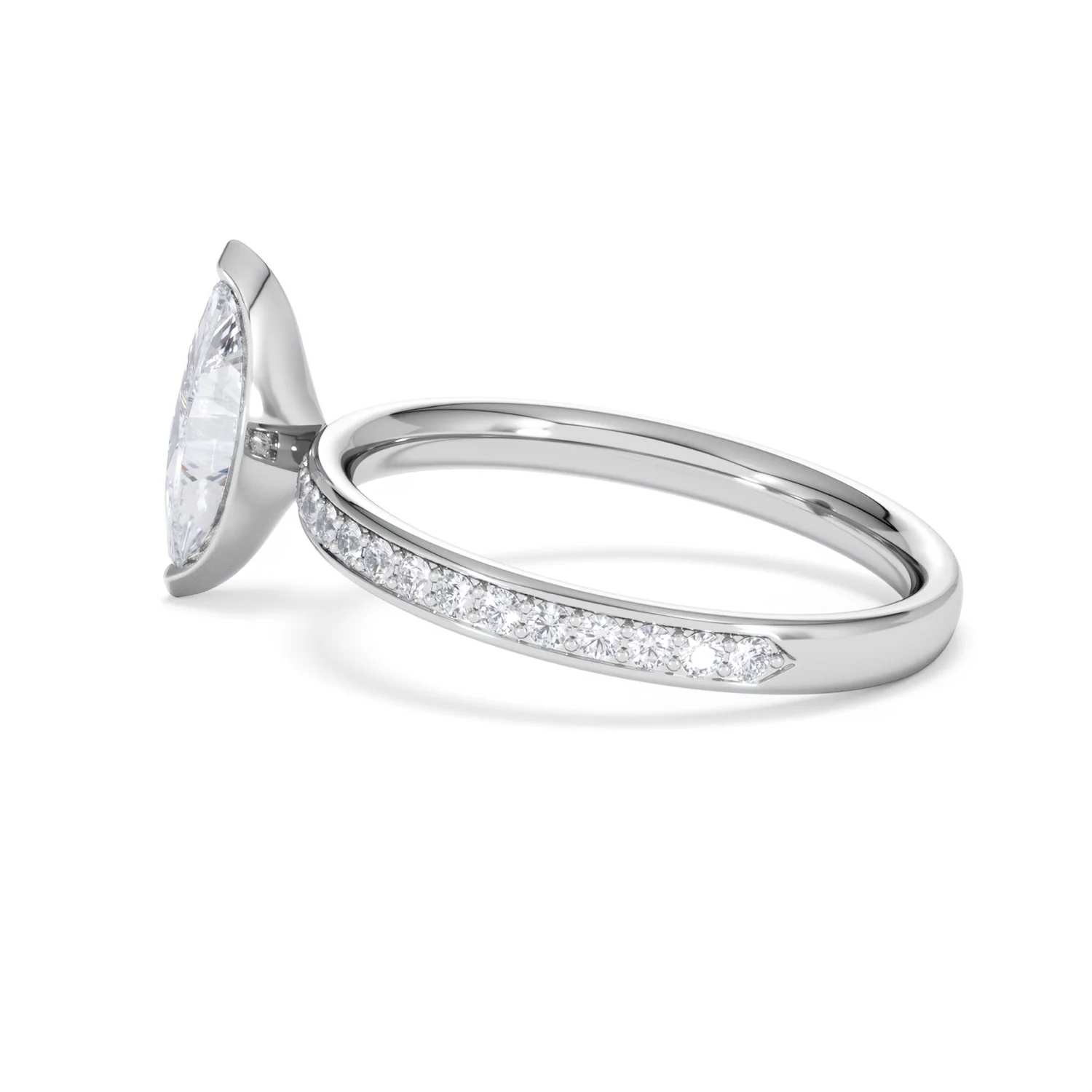 Origin 1.25ct Marquise Cut Lab Diamond Solitaire Engagement Ring with Side Stones in 18K White Gold - Image 63