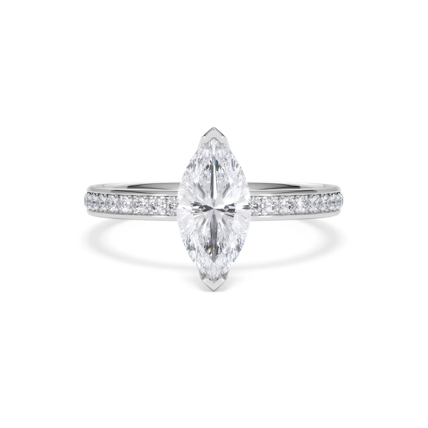 Origin 1.25ct Marquise Cut Lab Diamond Solitaire Engagement Ring with Side Stones in 18K White Gold - Image 7