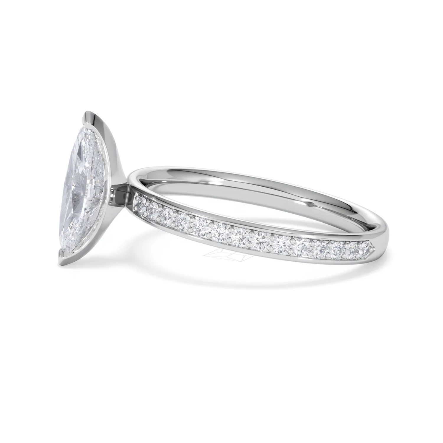 Origin 1.25ct Marquise Cut Lab Diamond Solitaire Engagement Ring with Side Stones in 18K White Gold - Image 70