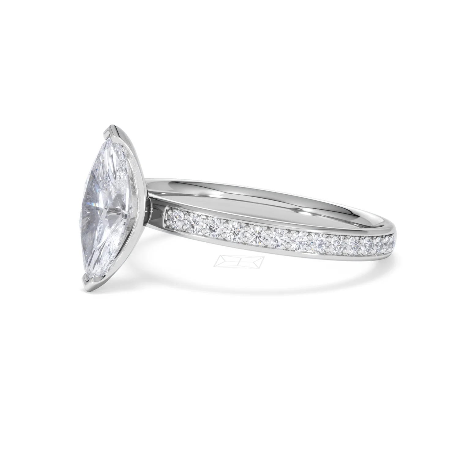 Origin 1.25ct Marquise Cut Lab Diamond Solitaire Engagement Ring with Side Stones in 18K White Gold - Image 75