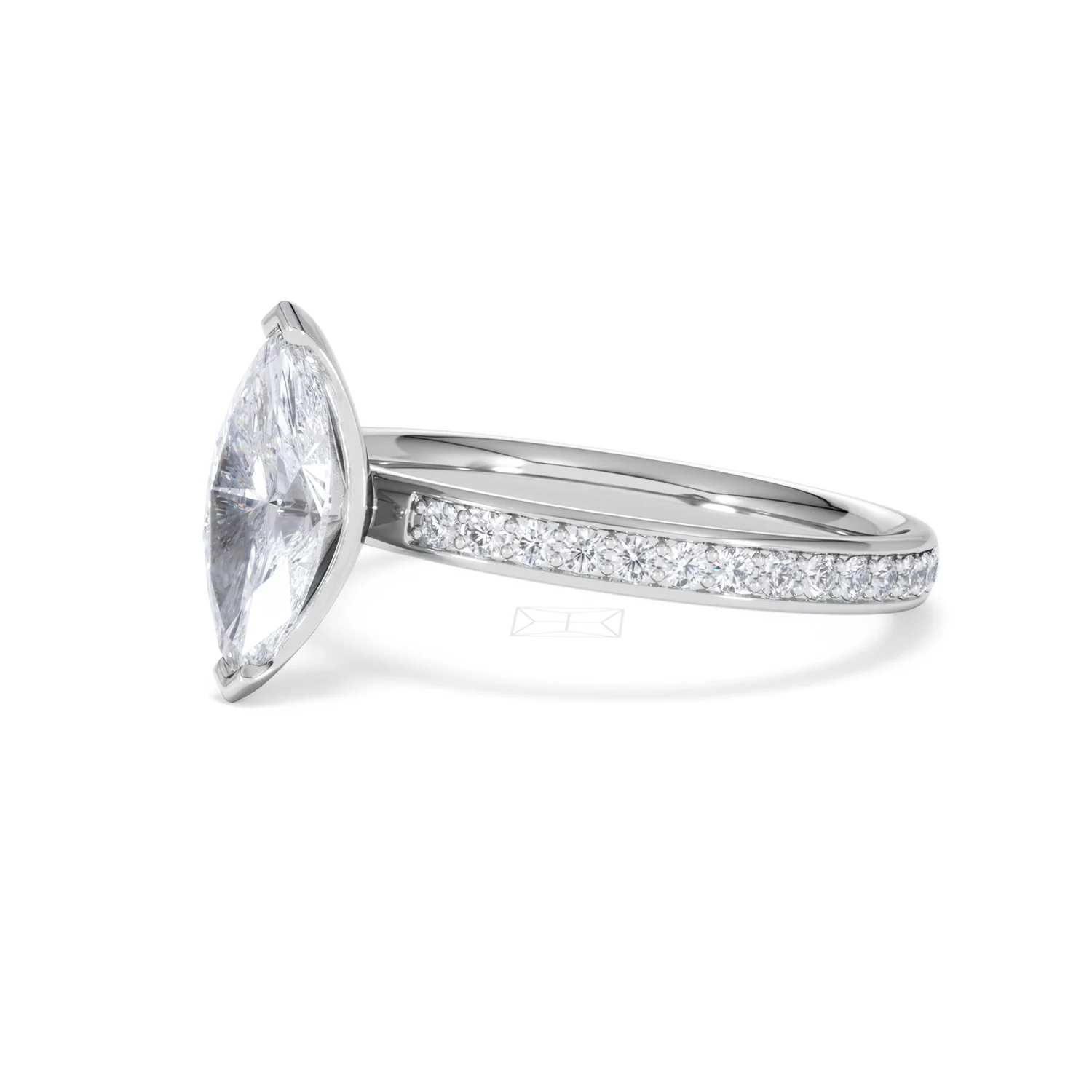 Origin 1.25ct Marquise Cut Lab Diamond Solitaire Engagement Ring with Side Stones in 18K White Gold - Image 76