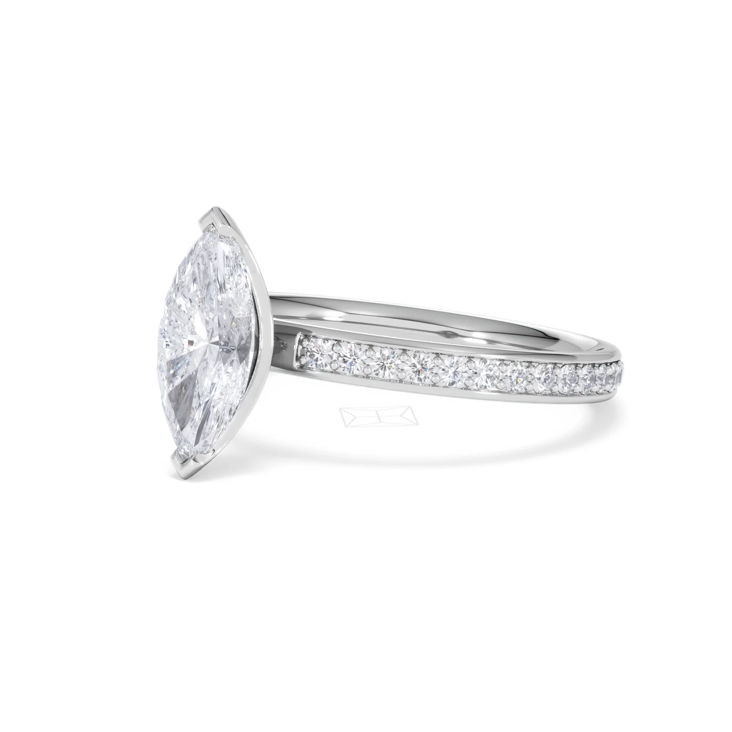 Origin 1.25ct Marquise Cut Lab Diamond Solitaire Engagement Ring with Side Stones in 18K White Gold - Image 78