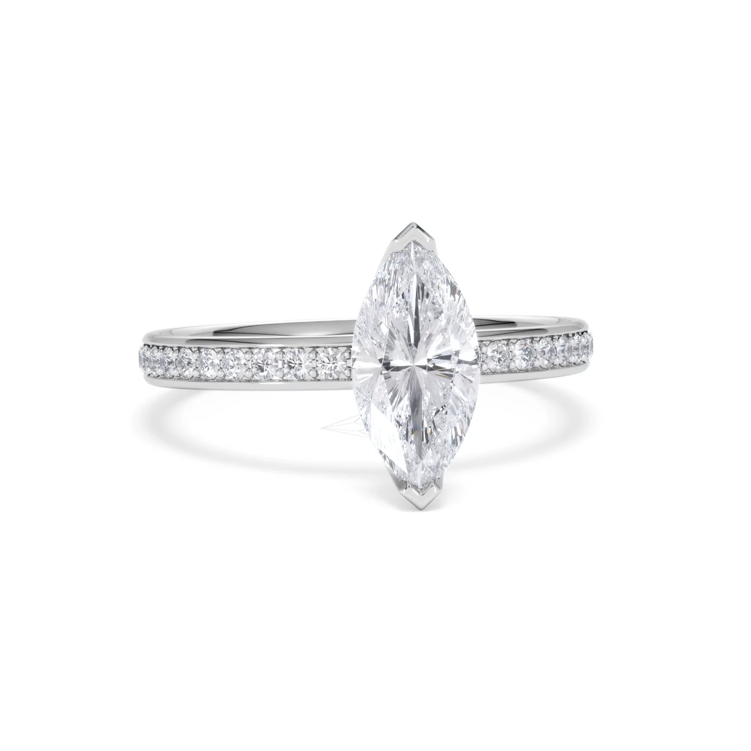 Origin 1.25ct Marquise Cut Lab Diamond Solitaire Engagement Ring with Side Stones in 18K White Gold - Image 9