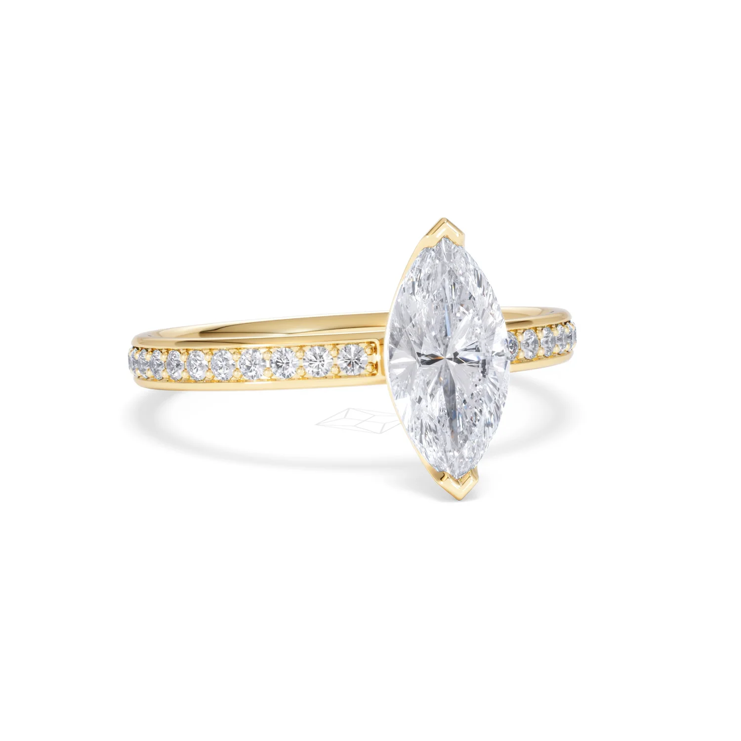 Origin 1.25ct Marquise Cut Lab Diamond Solitaire Engagement Ring with Side Stones in 18K Yellow Gold - Image 11