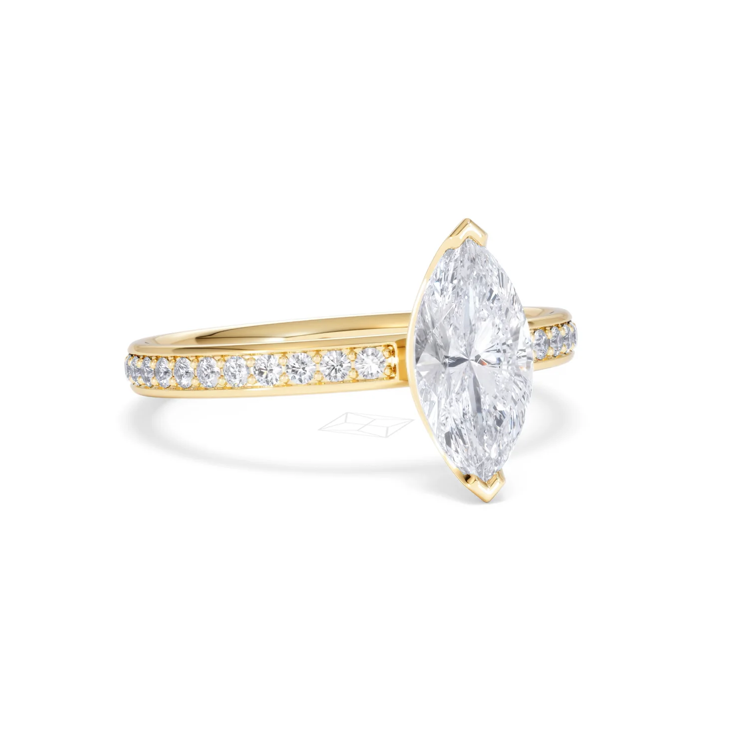 Origin 1.25ct Marquise Cut Lab Diamond Solitaire Engagement Ring with Side Stones in 18K Yellow Gold - Image 12