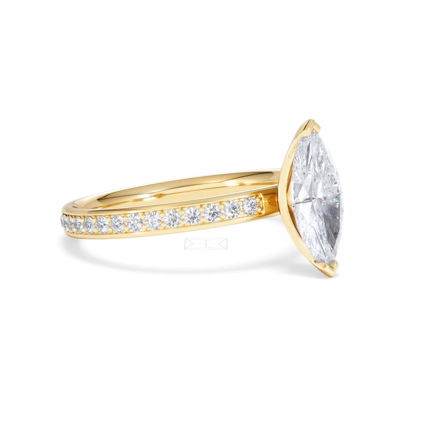 Origin 1.25ct Marquise Cut Lab Diamond Solitaire Engagement Ring with Side Stones in 18K Yellow Gold - Image 17