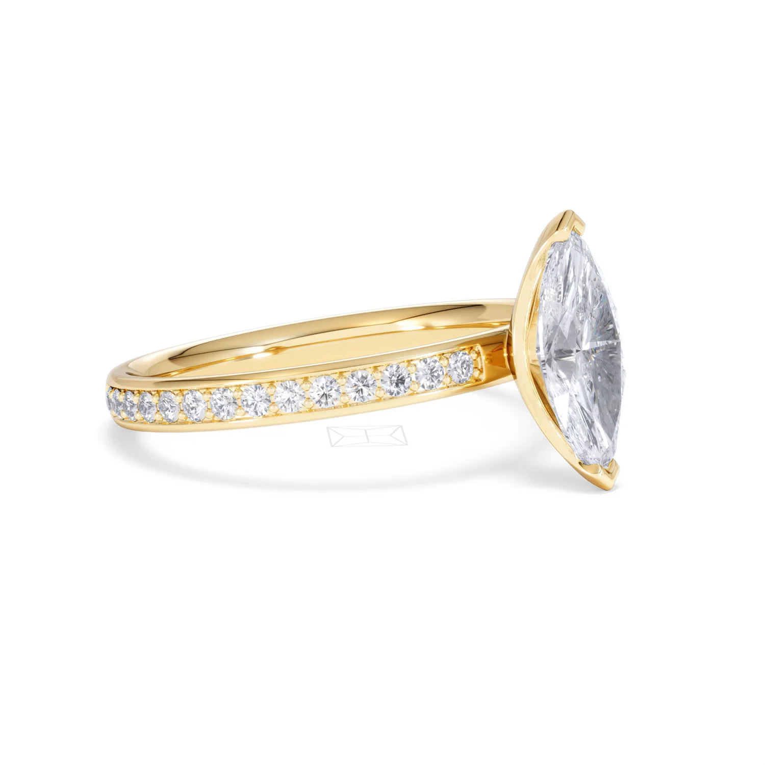 Origin 1.25ct Marquise Cut Lab Diamond Solitaire Engagement Ring with Side Stones in 18K Yellow Gold - Image 18