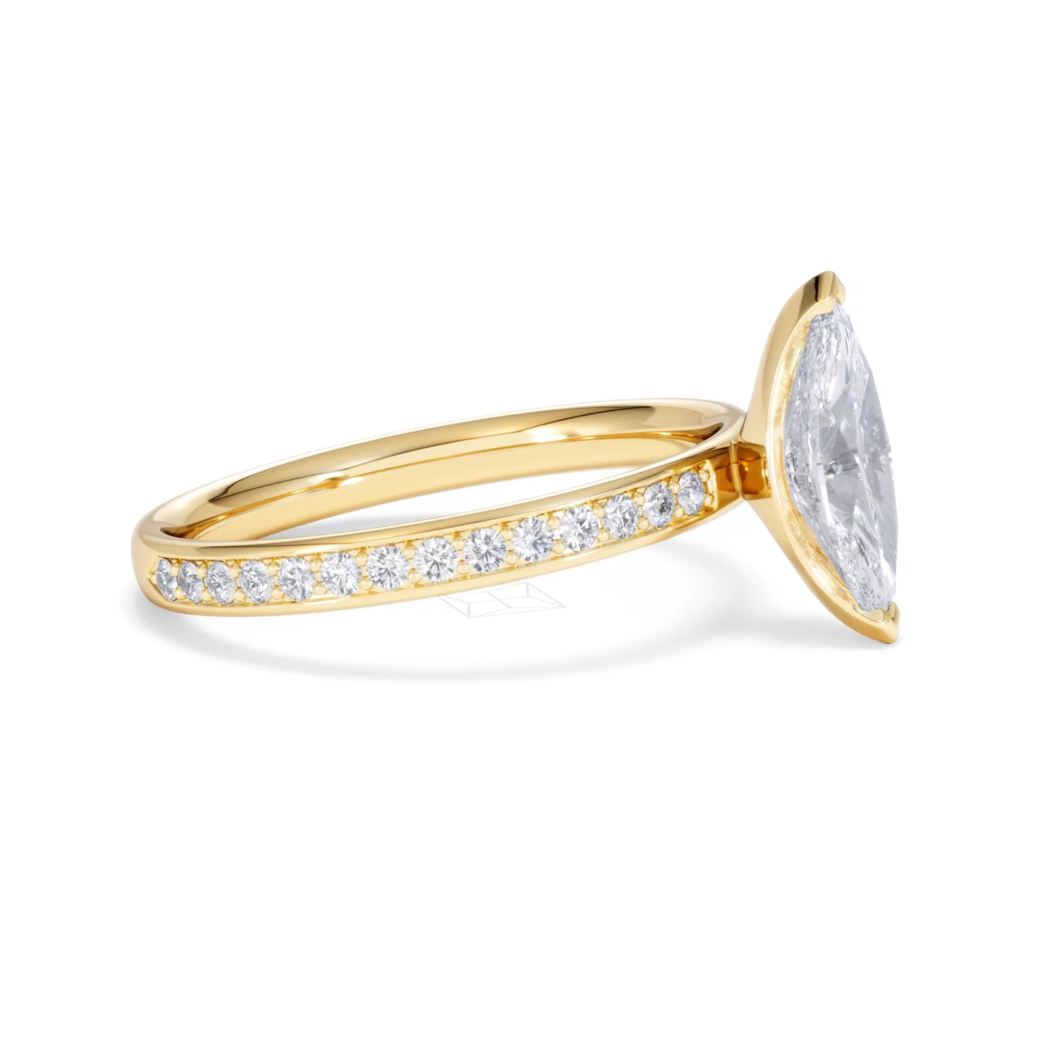 Origin 1.25ct Marquise Cut Lab Diamond Solitaire Engagement Ring with Side Stones in 18K Yellow Gold - Image 22
