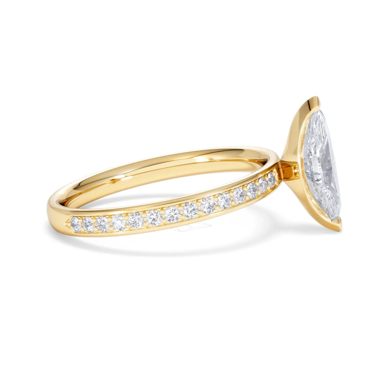 Origin 1.25ct Marquise Cut Lab Diamond Solitaire Engagement Ring with Side Stones in 18K Yellow Gold - Image 25
