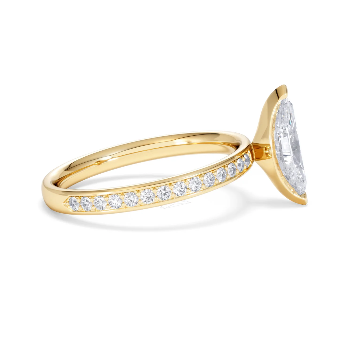 Origin 1.25ct Marquise Cut Lab Diamond Solitaire Engagement Ring with Side Stones in 18K Yellow Gold - Image 26