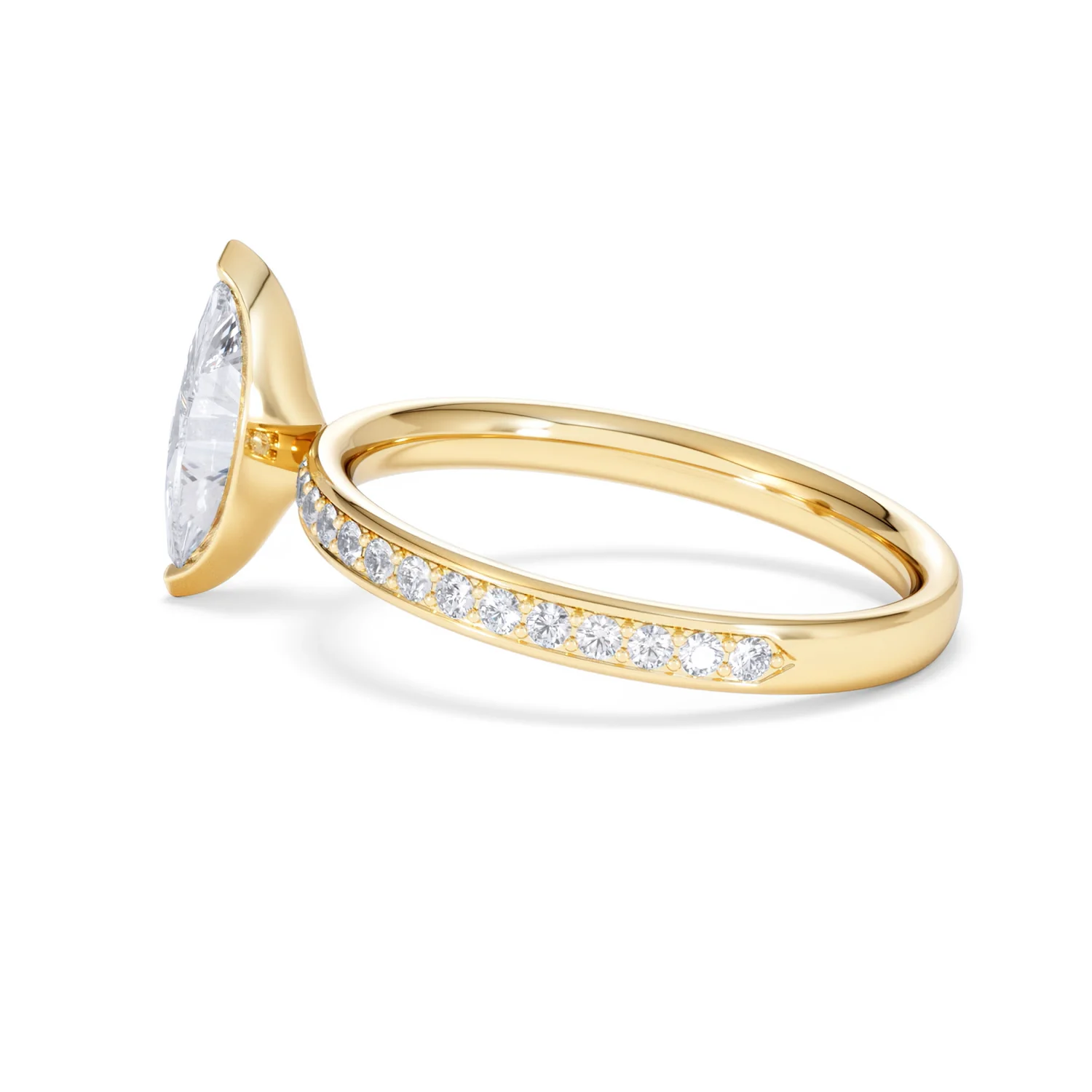 Origin 1.25ct Marquise Cut Lab Diamond Solitaire Engagement Ring with Side Stones in 18K Yellow Gold - Image 63