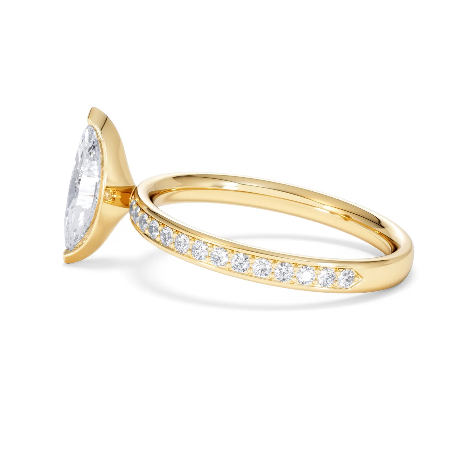 Origin 1.25ct Marquise Cut Lab Diamond Solitaire Engagement Ring with Side Stones in 18K Yellow Gold - Image 65