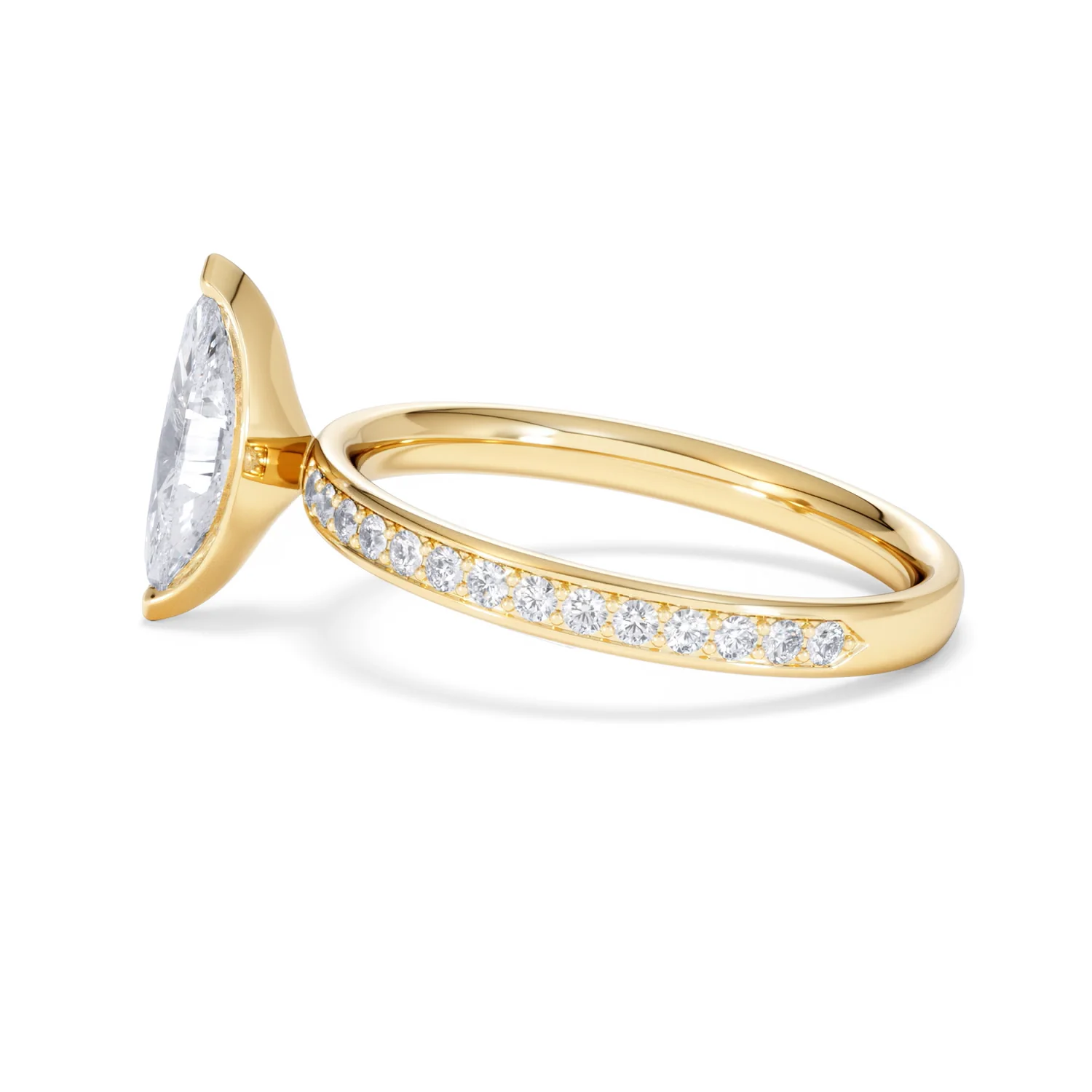 Origin 1.25ct Marquise Cut Lab Diamond Solitaire Engagement Ring with Side Stones in 18K Yellow Gold - Image 66