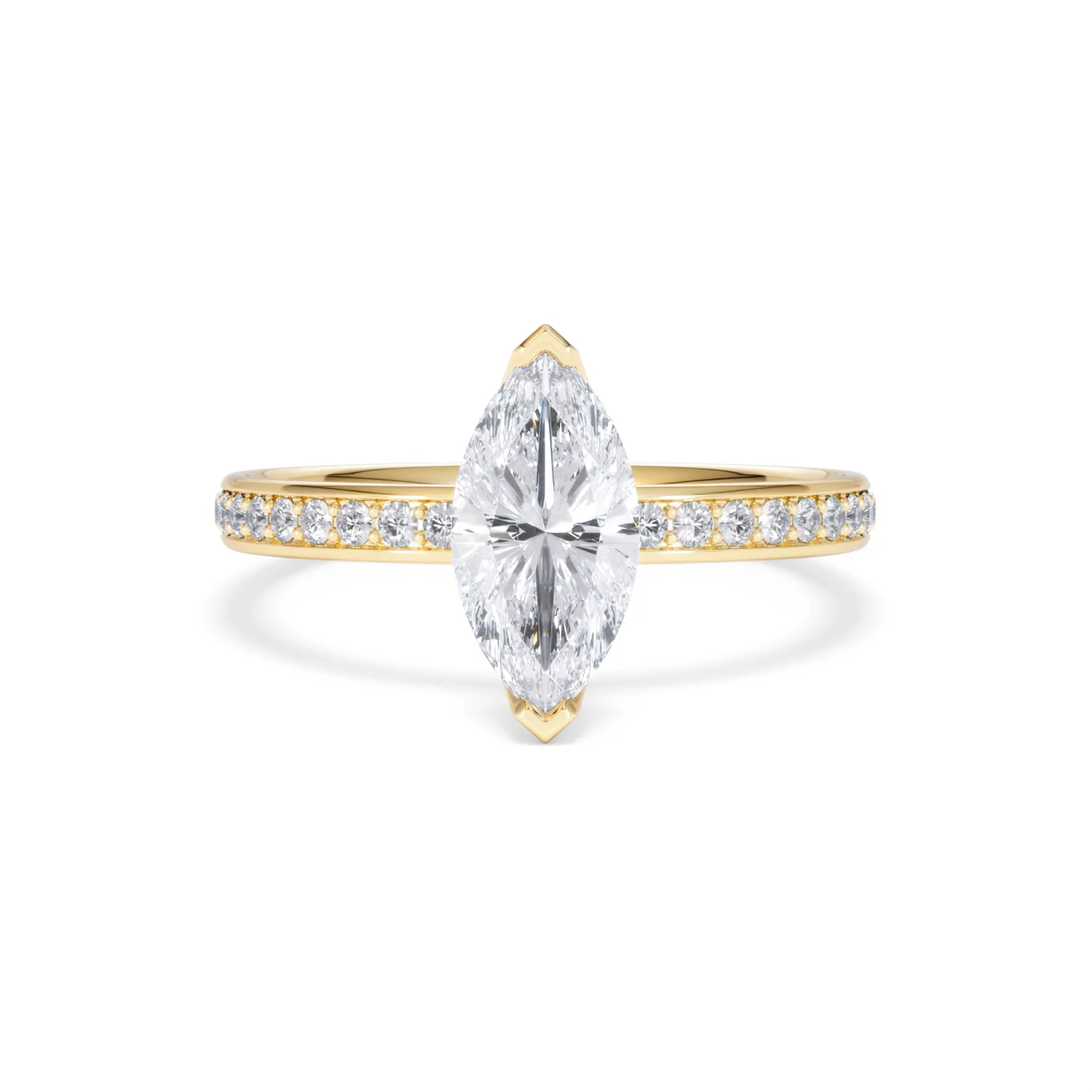 Origin 1.25ct Marquise Cut Lab Diamond Solitaire Engagement Ring with Side Stones in 18K Yellow Gold - Image 7