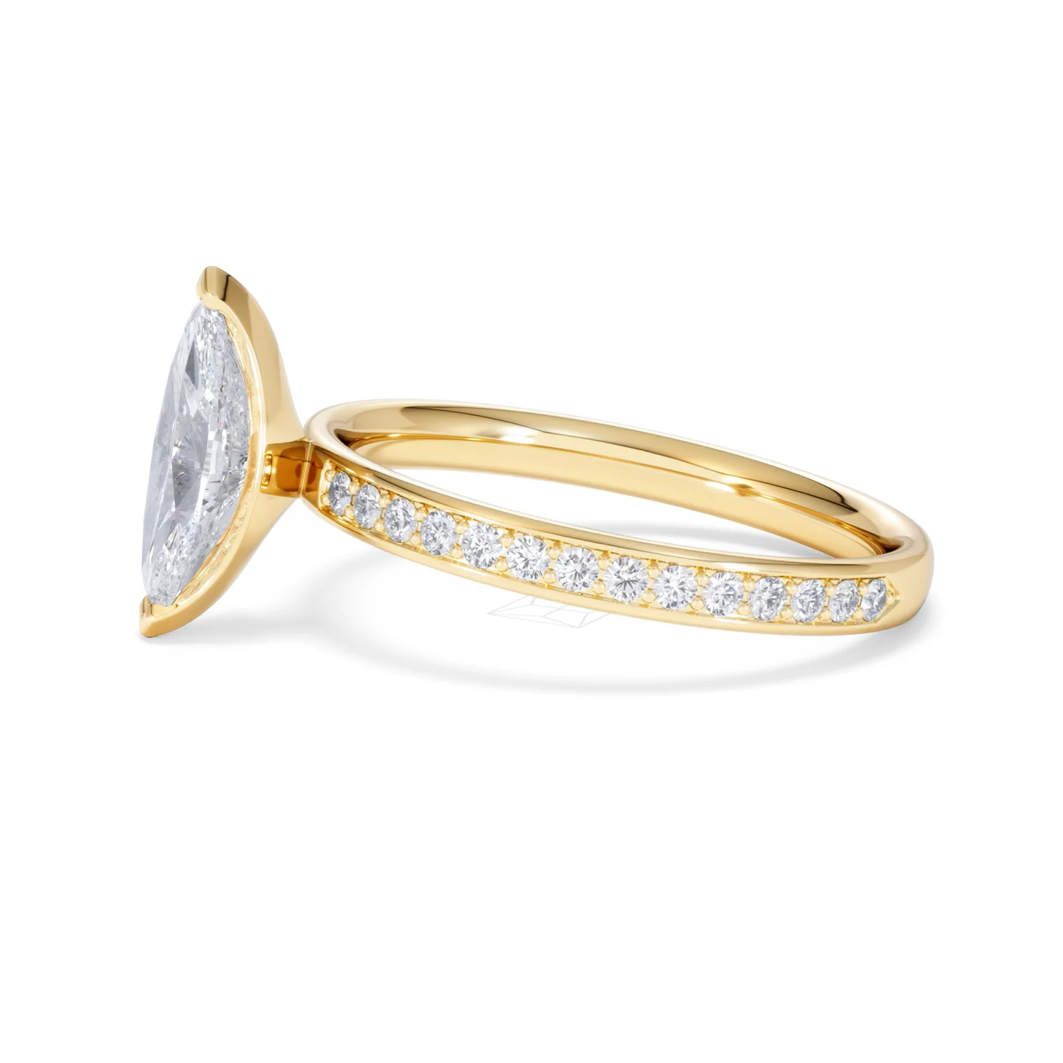 Origin 1.25ct Marquise Cut Lab Diamond Solitaire Engagement Ring with Side Stones in 18K Yellow Gold - Image 70