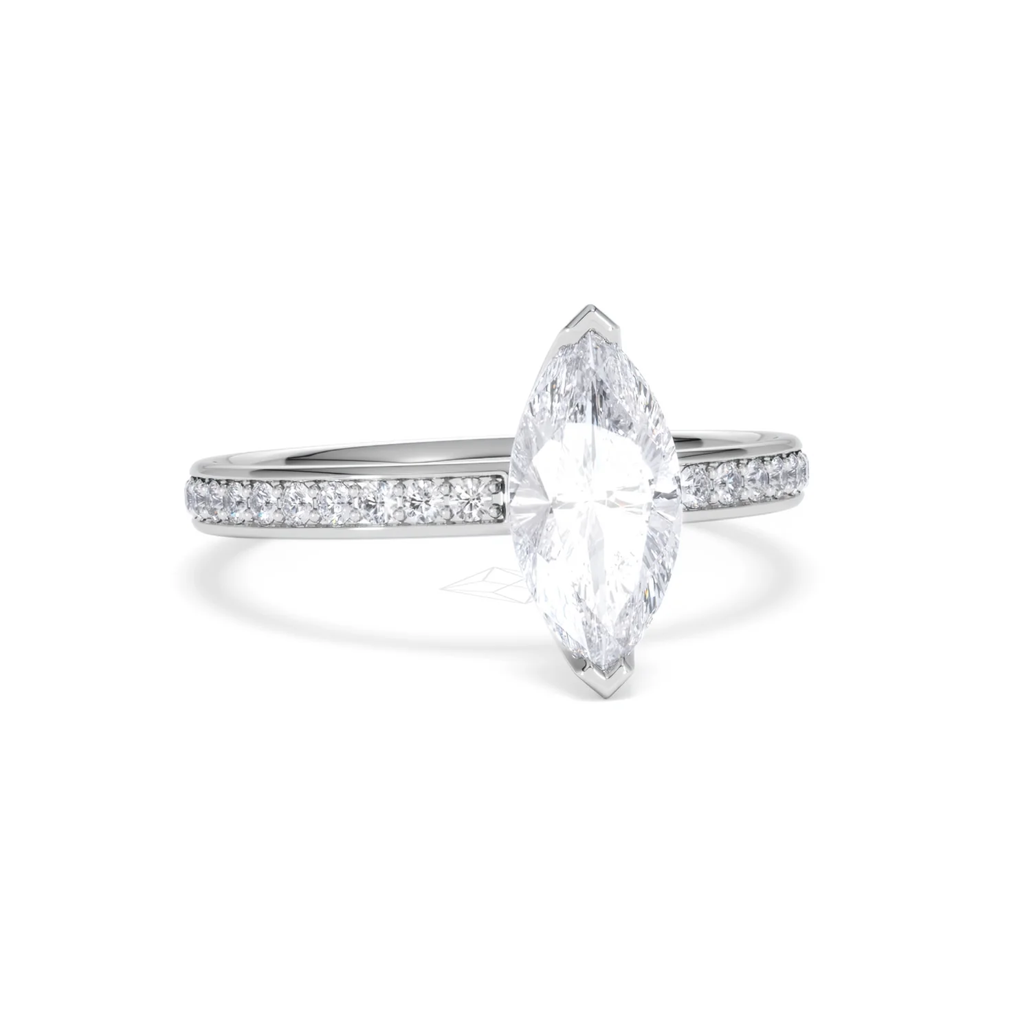 Origin 1.25ct Marquise Cut Lab Diamond Solitaire Engagement Ring with Side Stones in Platinum - Image 10