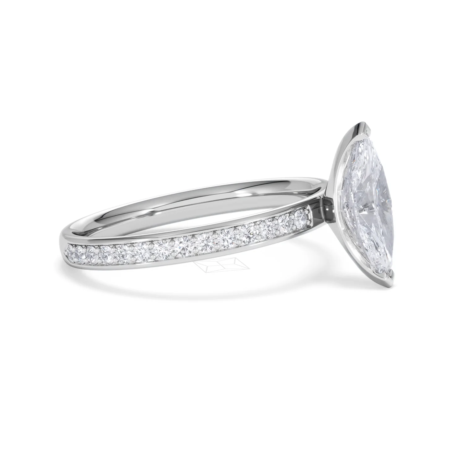 Origin 1.25ct Marquise Cut Lab Diamond Solitaire Engagement Ring with Side Stones in Platinum - Image 21
