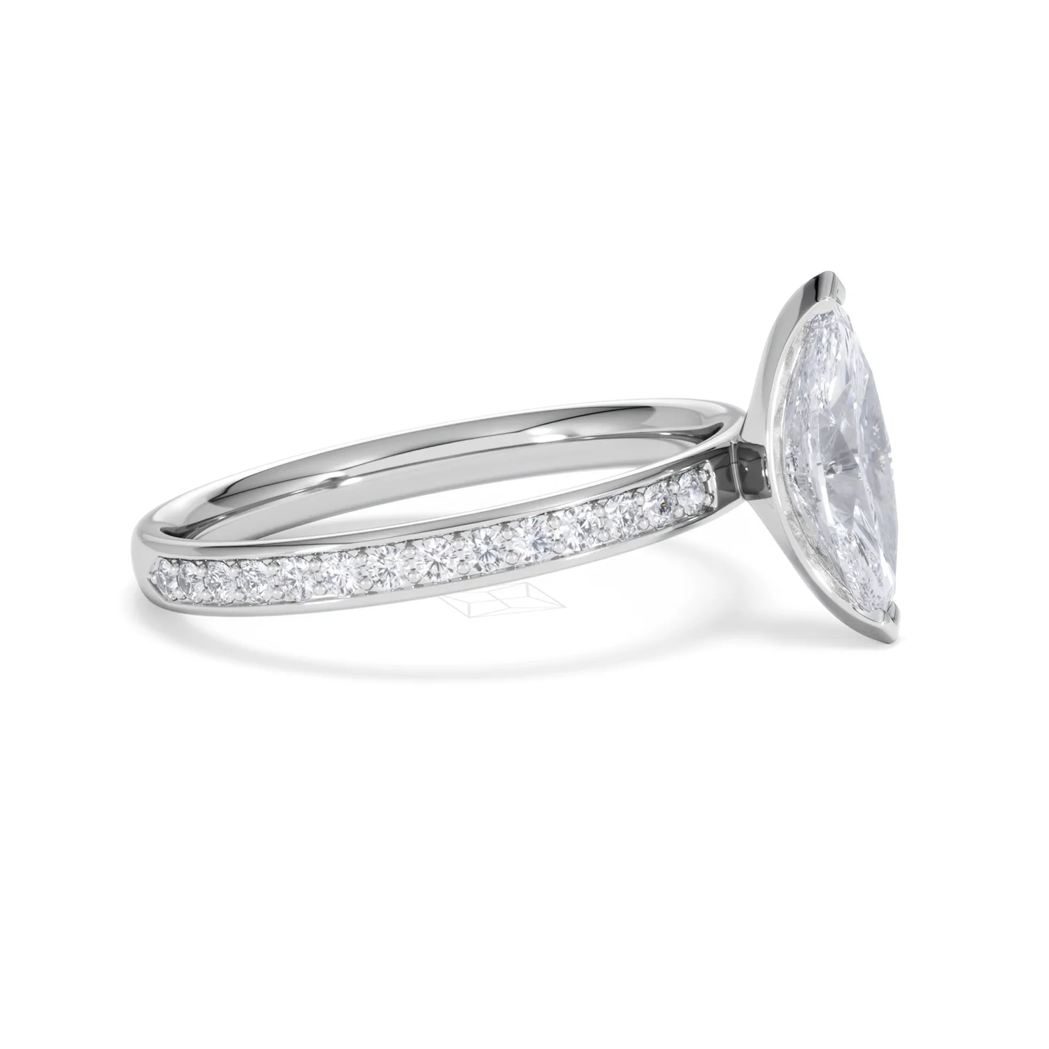 Origin 1.25ct Marquise Cut Lab Diamond Solitaire Engagement Ring with Side Stones in Platinum - Image 22