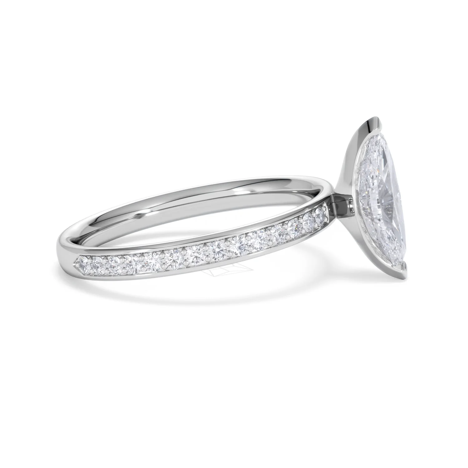 Origin 1.25ct Marquise Cut Lab Diamond Solitaire Engagement Ring with Side Stones in Platinum - Image 24