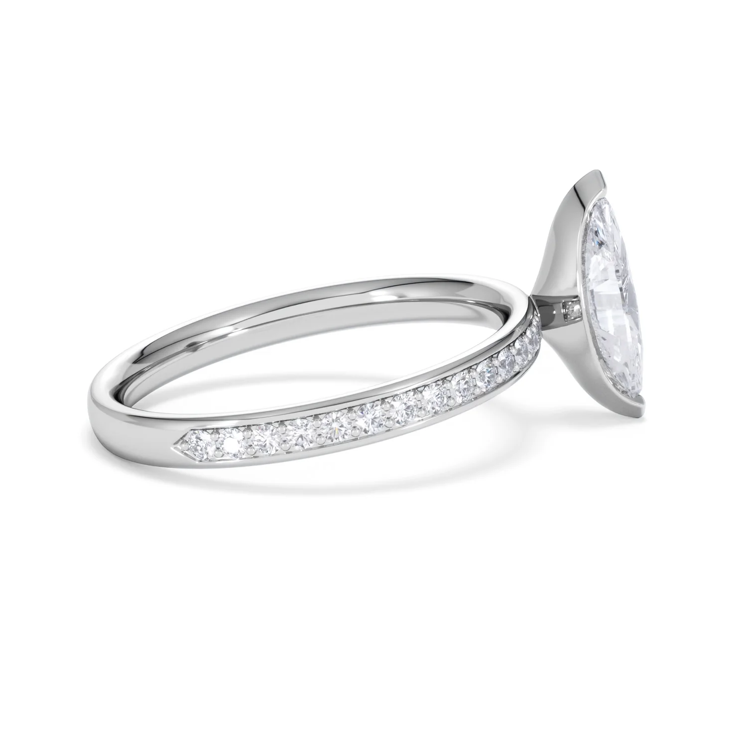 Origin 1.25ct Marquise Cut Lab Diamond Solitaire Engagement Ring with Side Stones in Platinum - Image 29