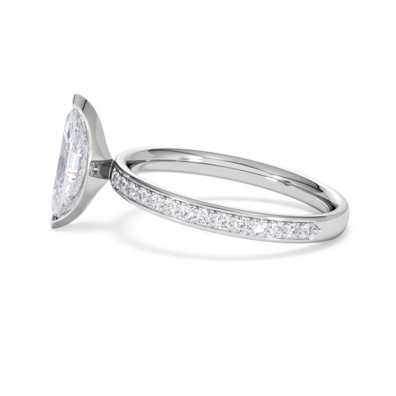 Origin 1.25ct Marquise Cut Lab Diamond Solitaire Engagement Ring with Side Stones in Platinum - Image 67