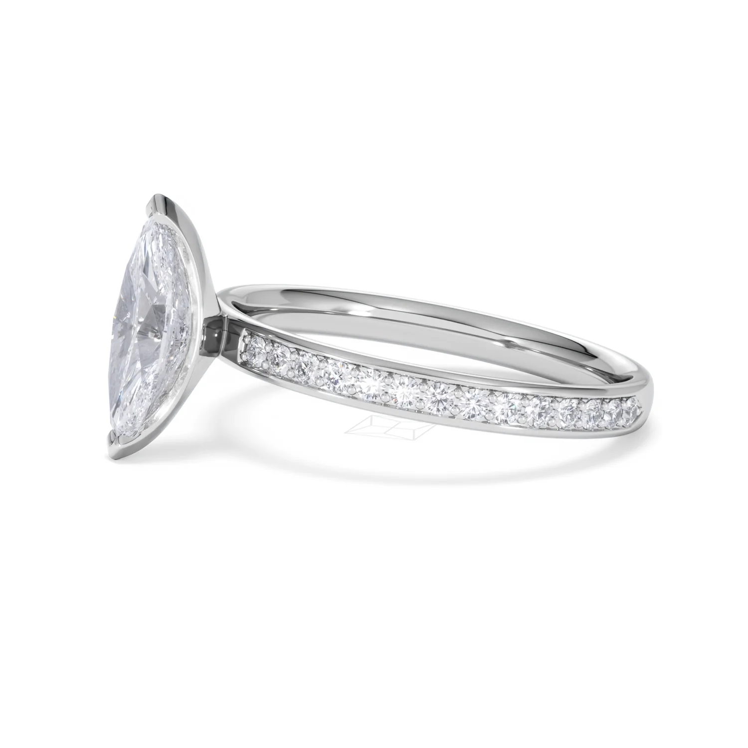 Origin 1.25ct Marquise Cut Lab Diamond Solitaire Engagement Ring with Side Stones in Platinum - Image 72