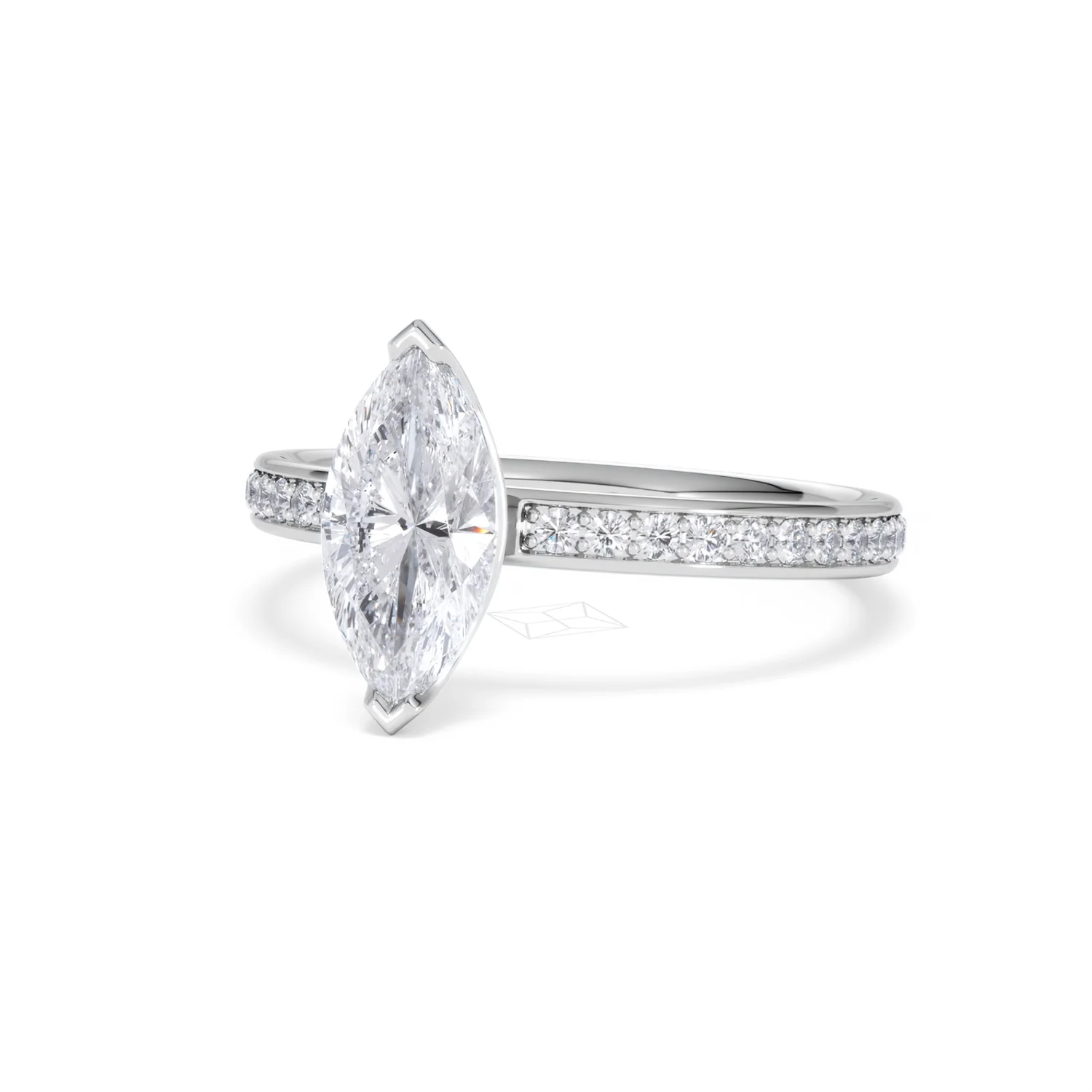 Origin 1.25ct Marquise Cut Lab Diamond Solitaire Engagement Ring with Side Stones in Platinum - Image 82