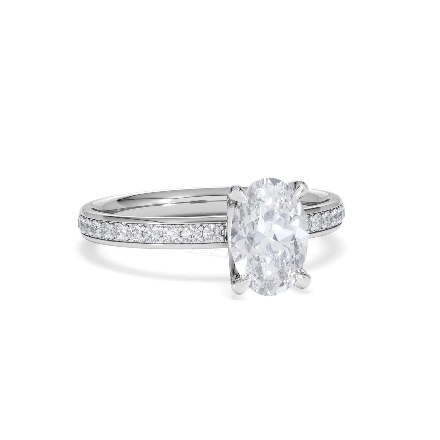 Origin 1.25ct Oval Cut Lab Diamond Solitaire Engagement Ring with Side Stones in 18K White Gold - Image 11